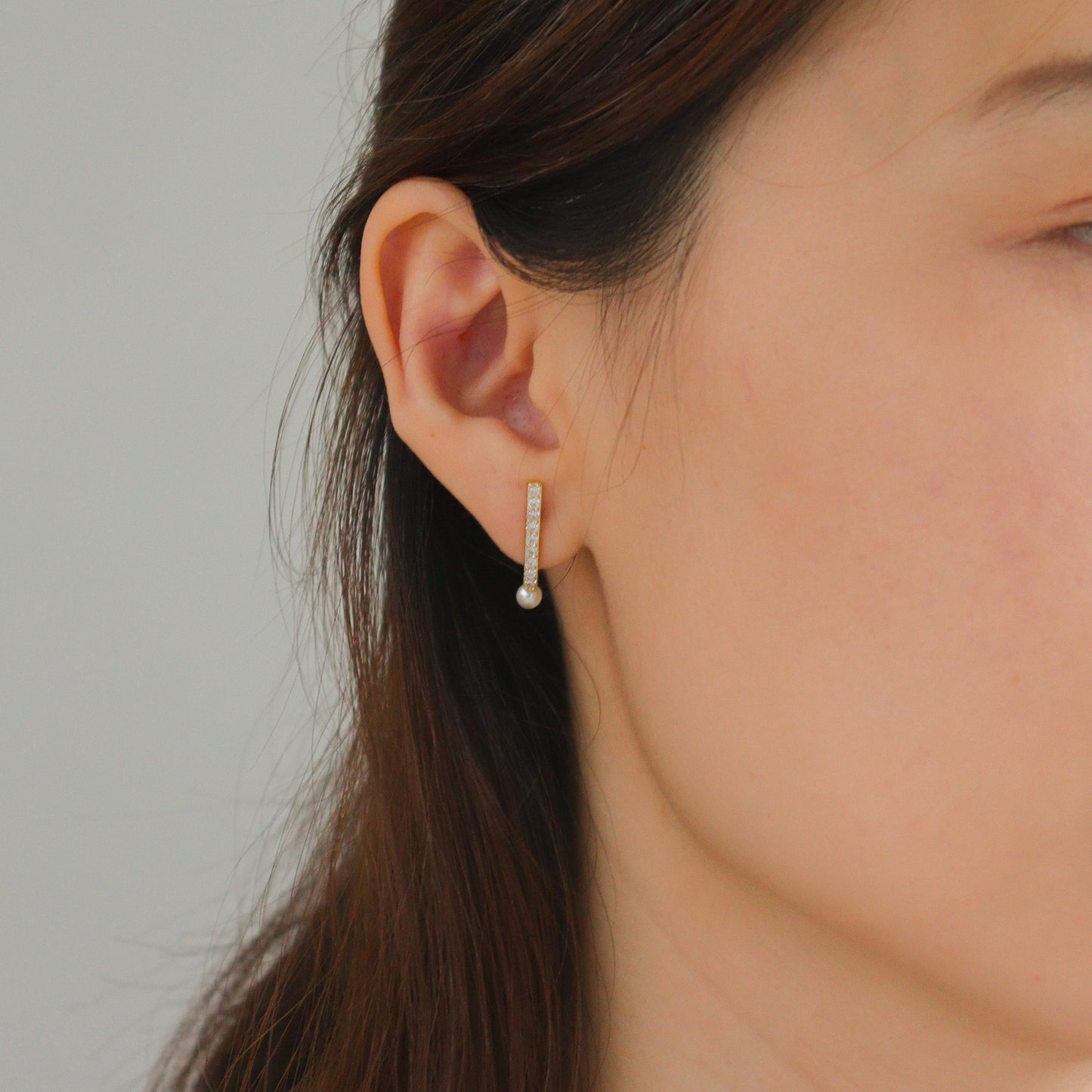 Drop Pearl Cubic Earrings