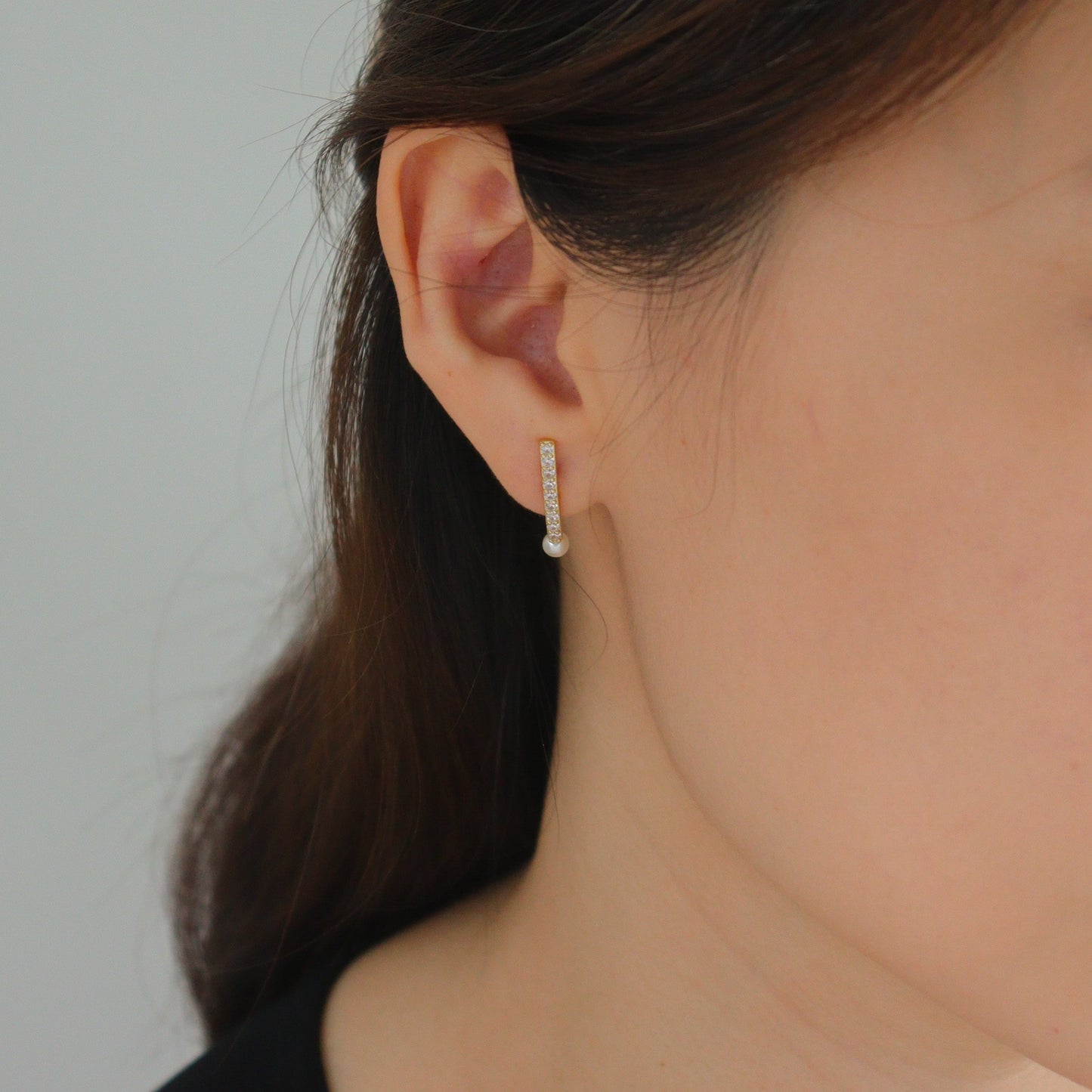 Drop Pearl Cubic Earrings