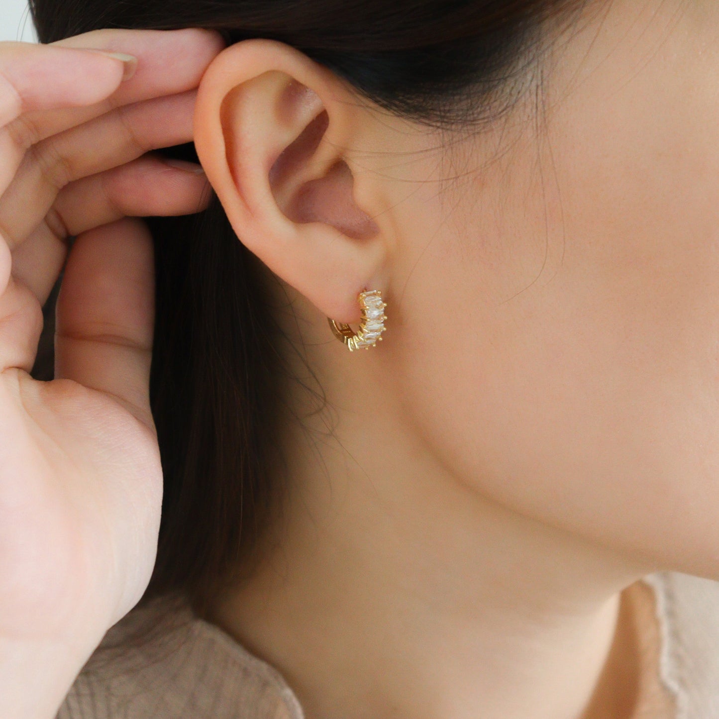 Ella Cubic Huggies Earrings