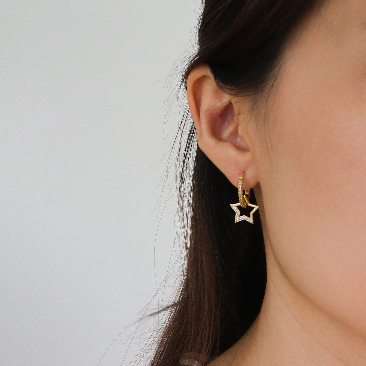 Atlas Star Cubic Huggies Earrings