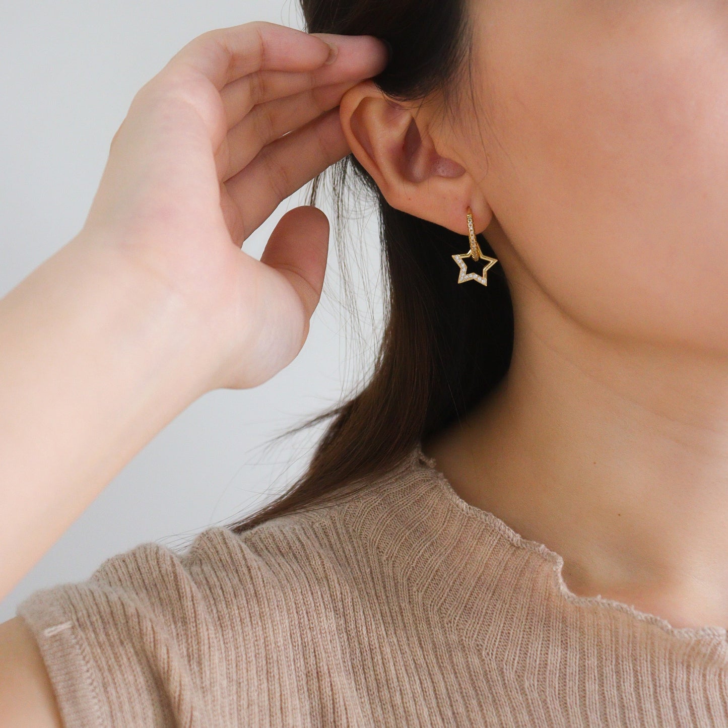 Atlas Star Cubic Huggies Earrings