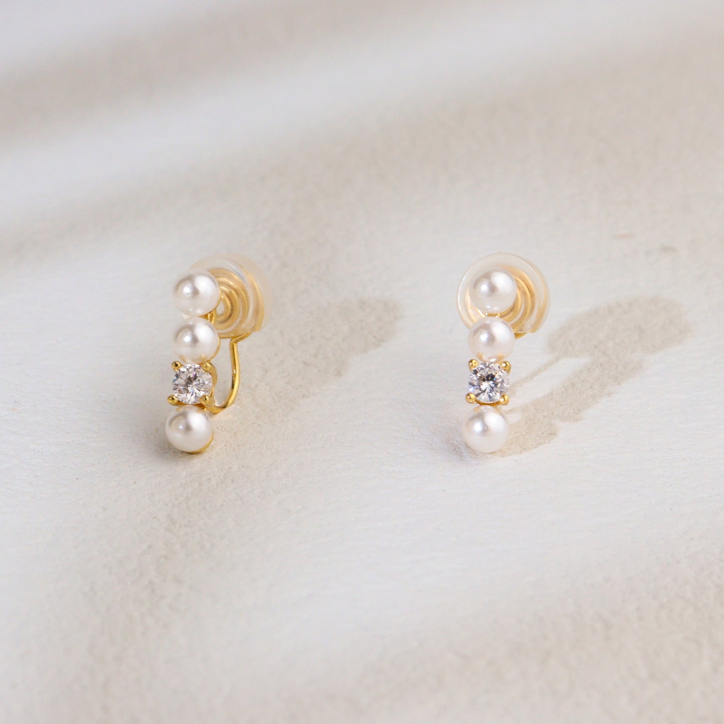Bar of Pearls Clip On Earrings