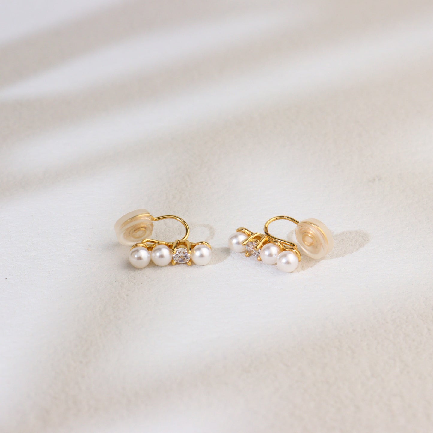 Bar of Pearls Clip On Earrings