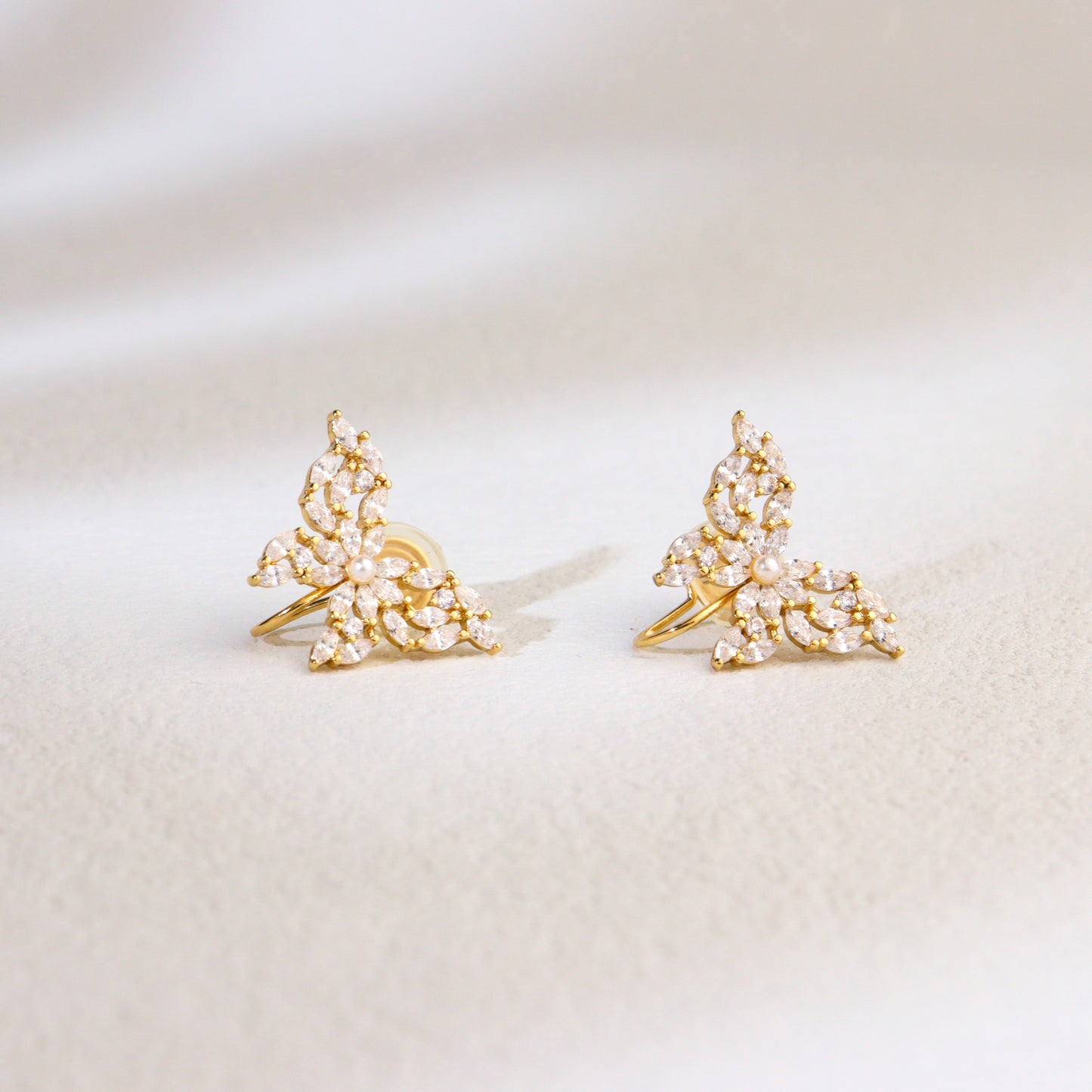 Papillon Gold Clip On Earrings