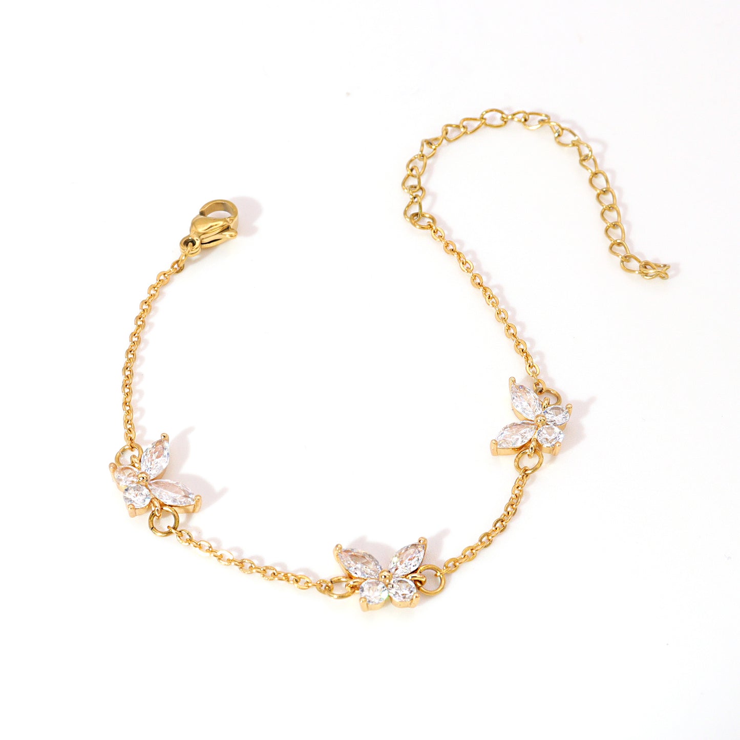 Cubic Butterfly Gold Bracelet
