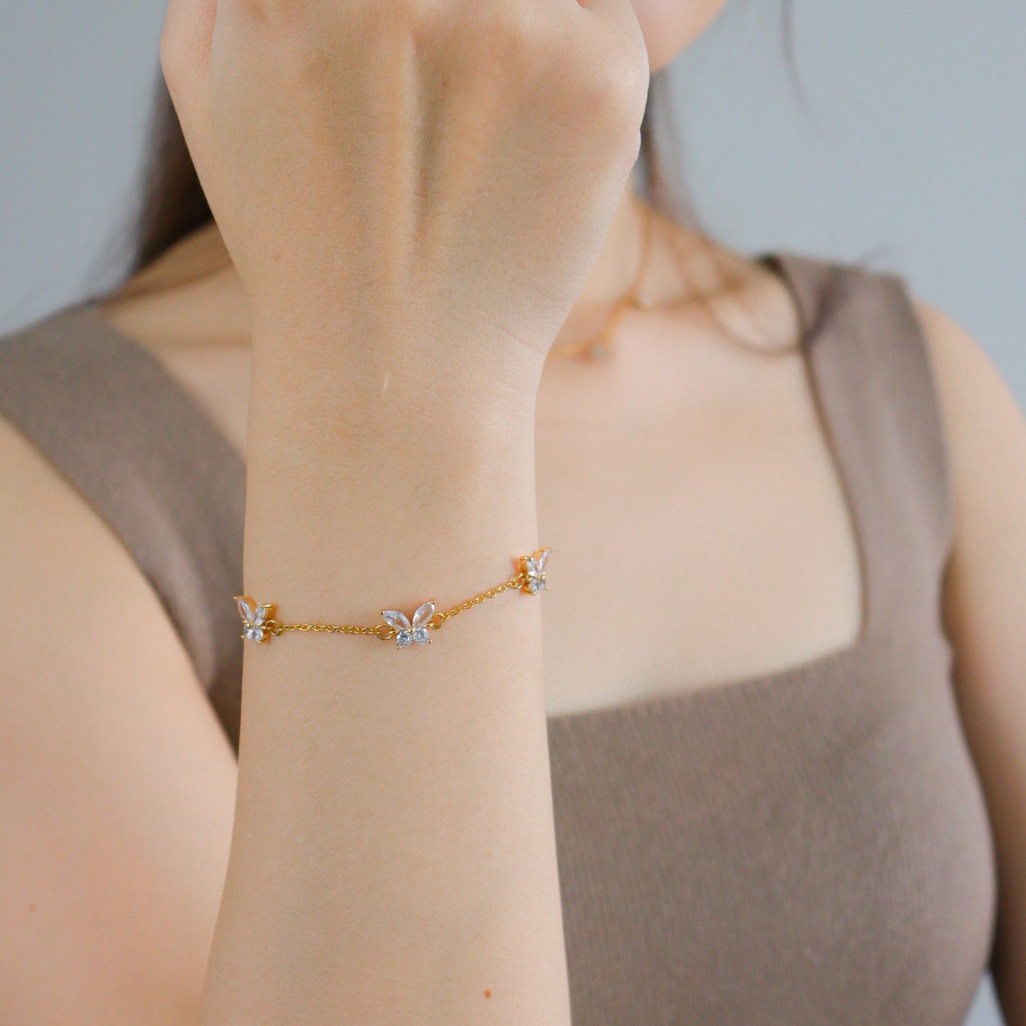 Cubic Butterfly Gold Bracelet