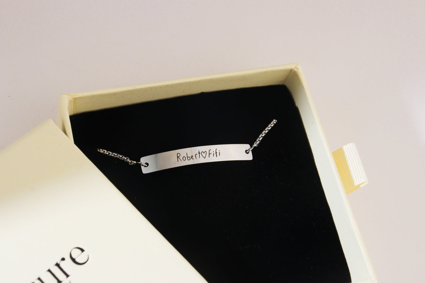 Engrave Silver Horizontal Bar Adjustable Bracelet