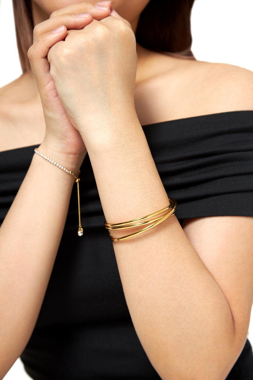 Riding Wave Gold Cuff Bangle