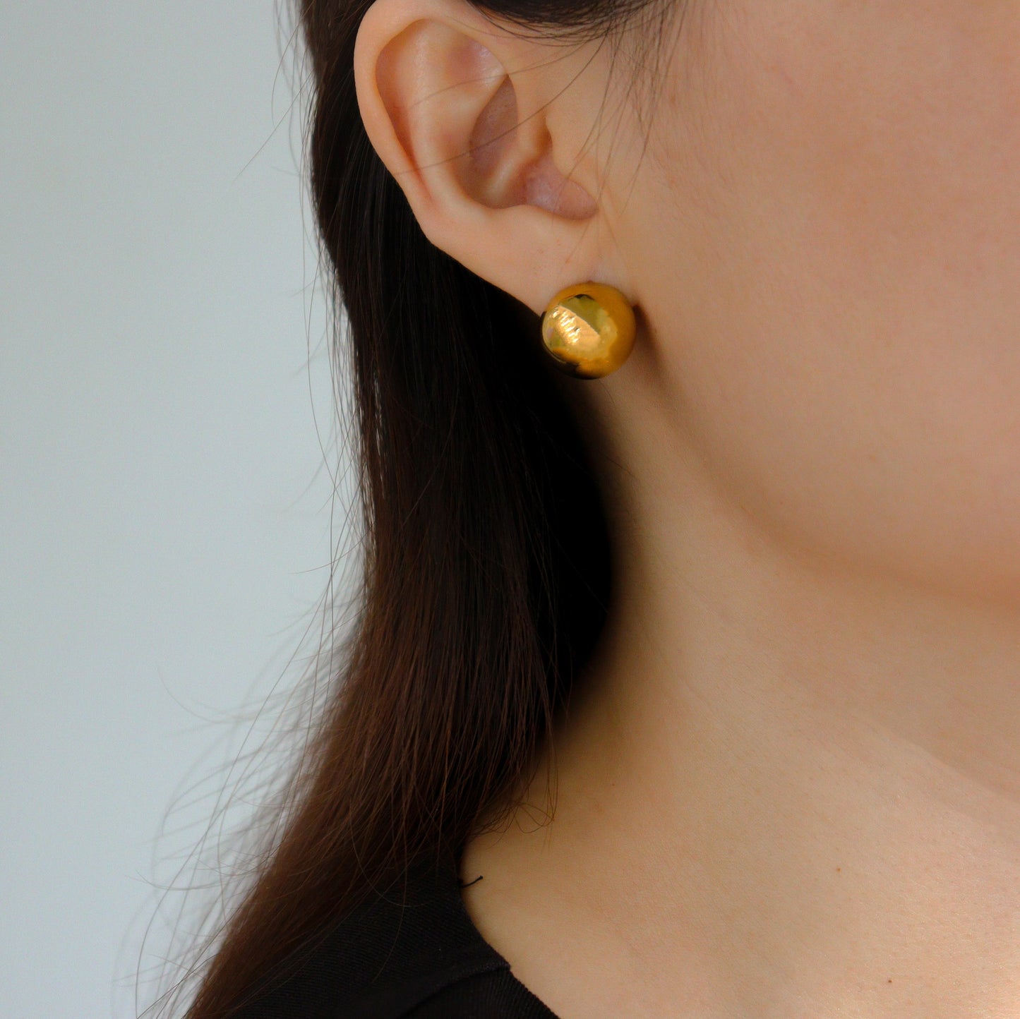 Golden Ball C-Hoop Earrings
