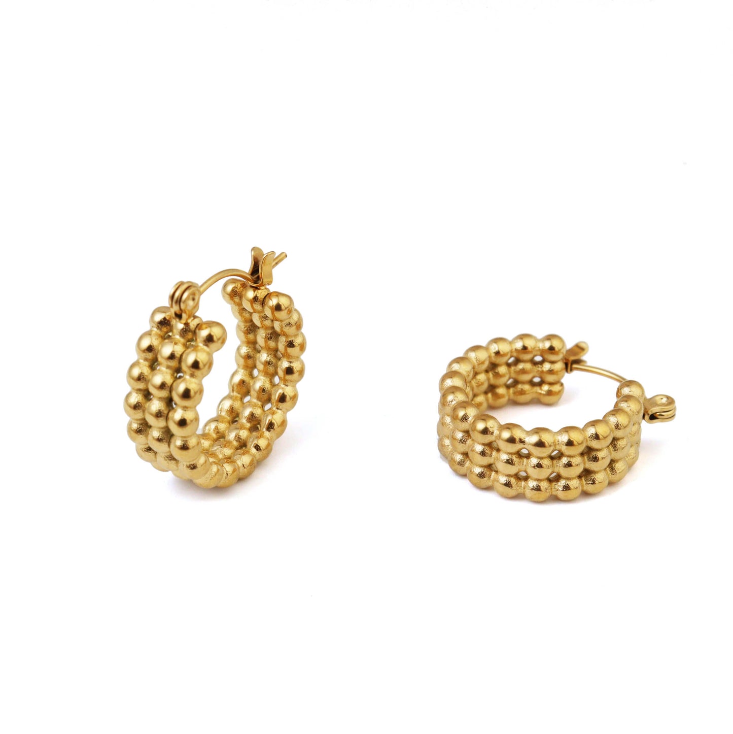 Round Bead Hoop Earrings