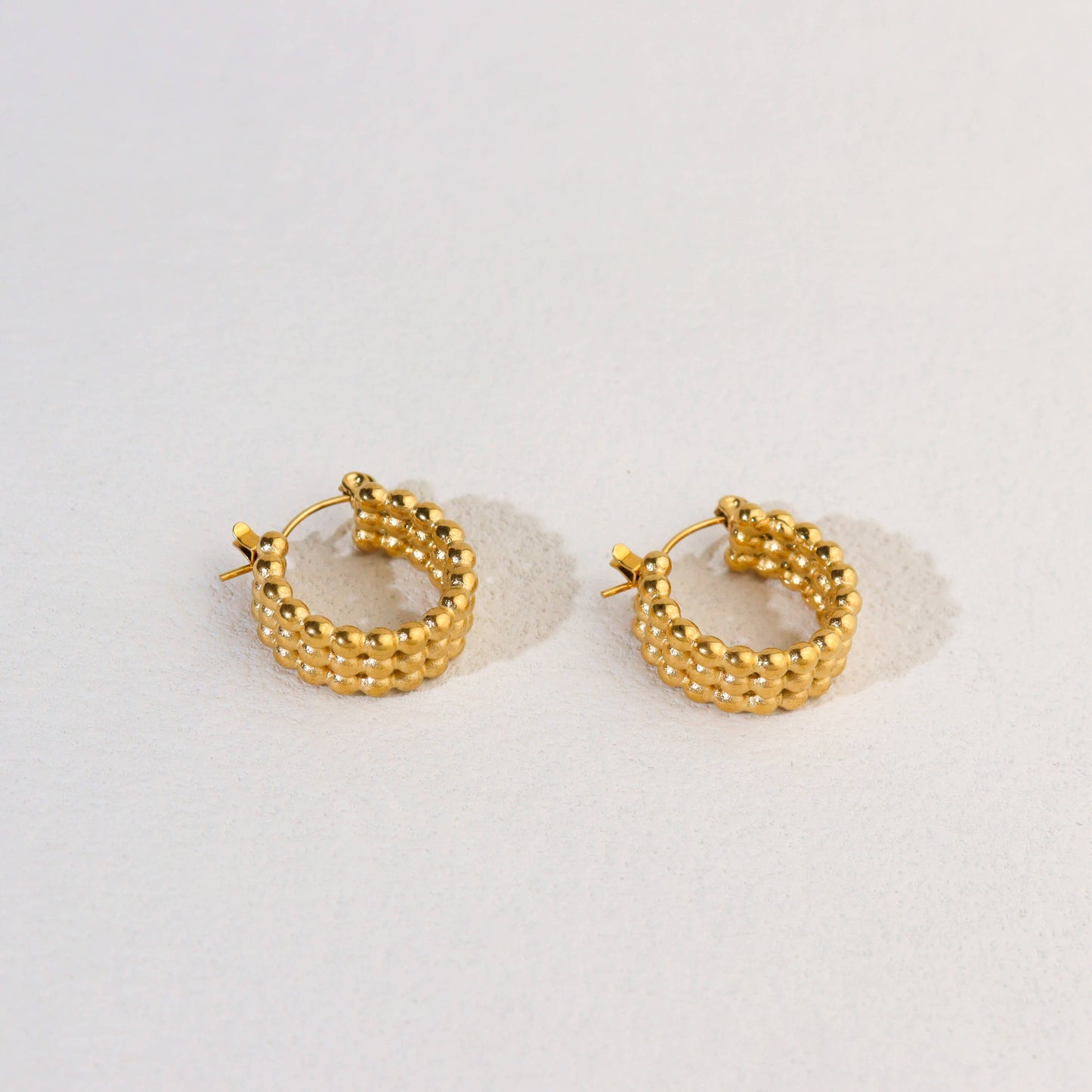 Round Bead Hoop Earrings
