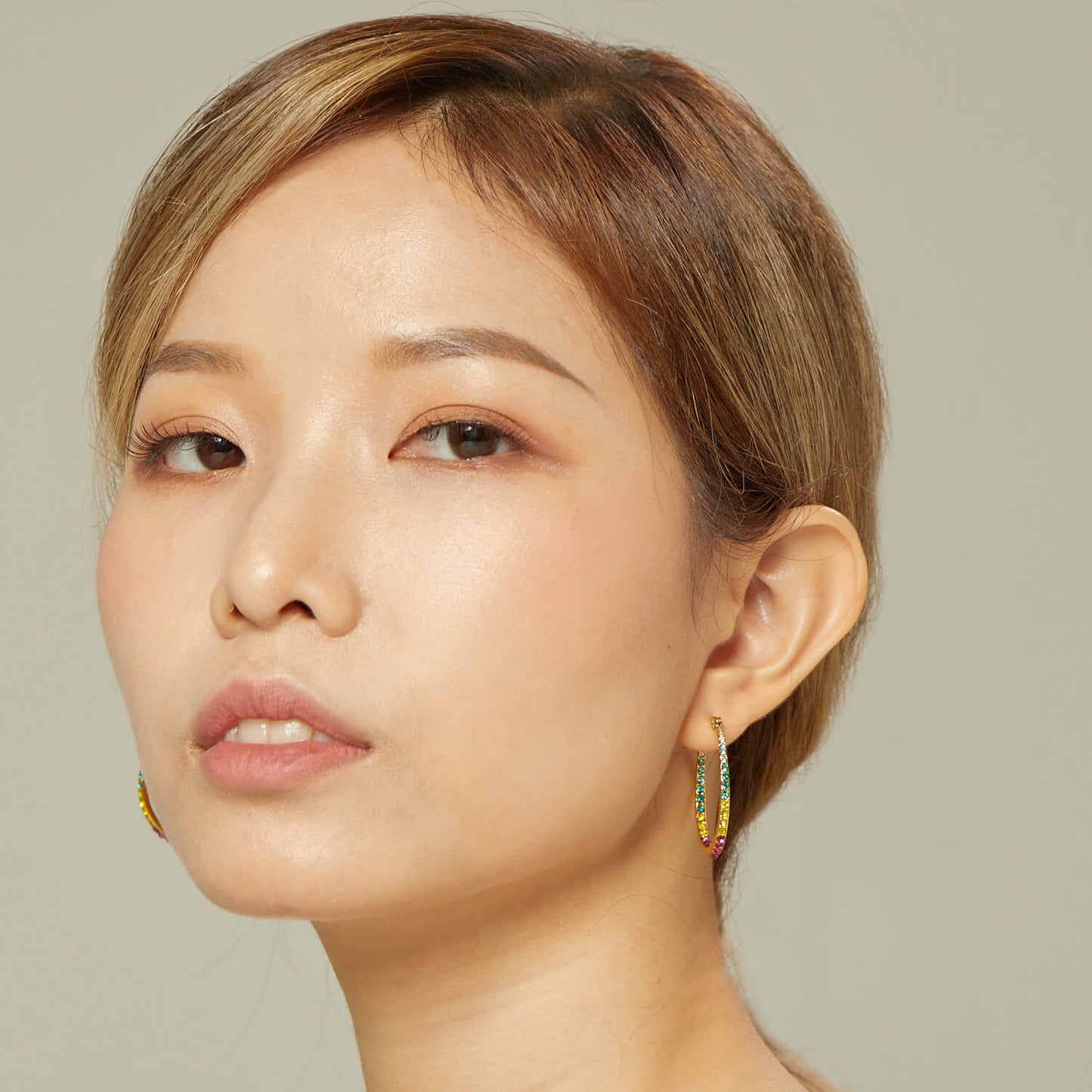 Multicolor Medium Hoop Earrings