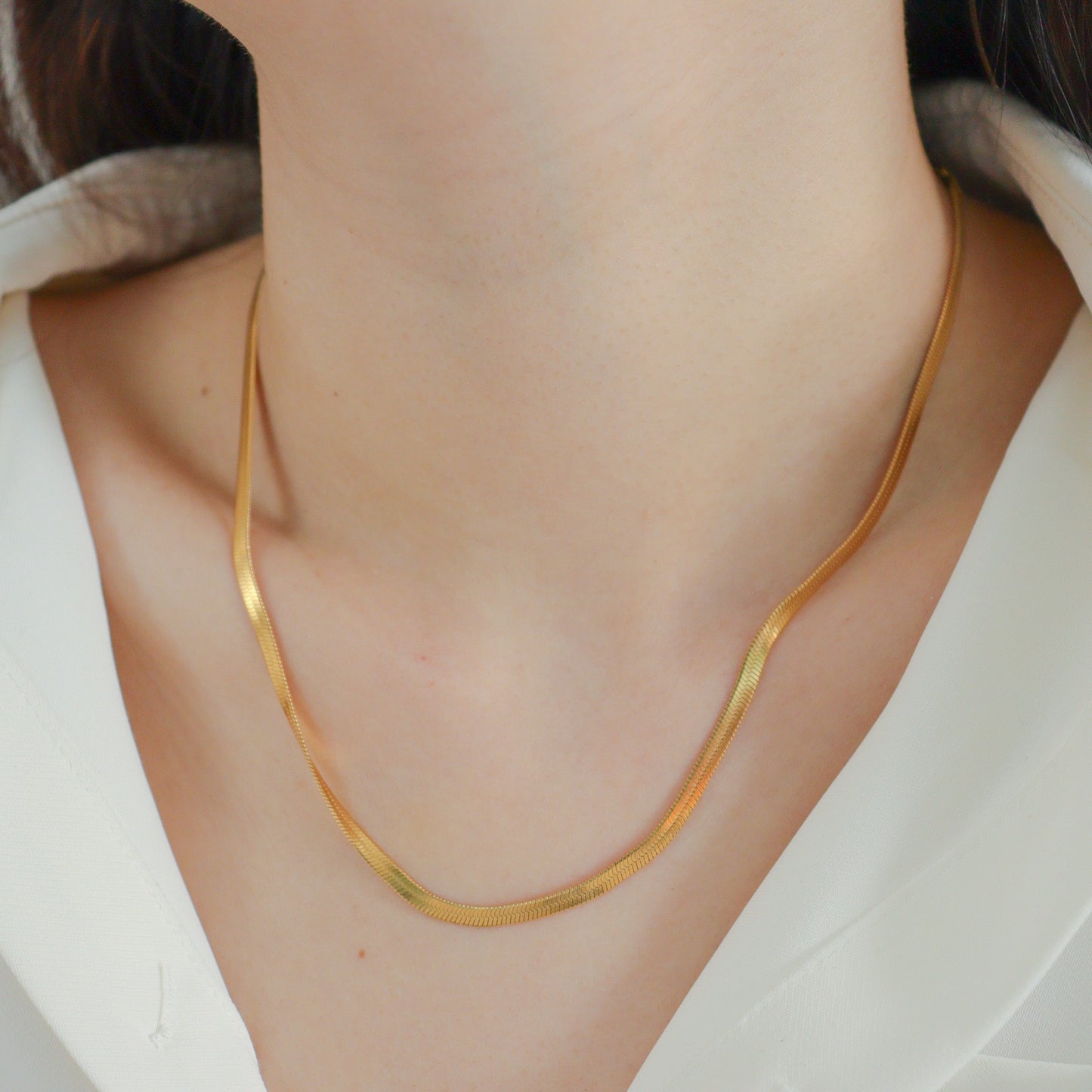 Snake Herringbone Chain Necklace