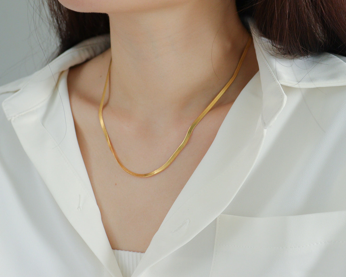 Snake Herringbone Chain Necklace