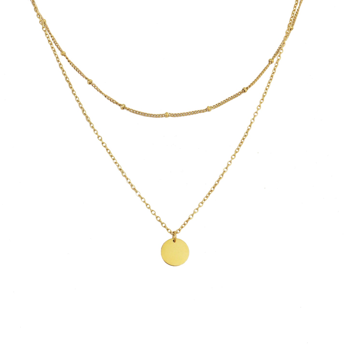 Round Disc Layered Necklace