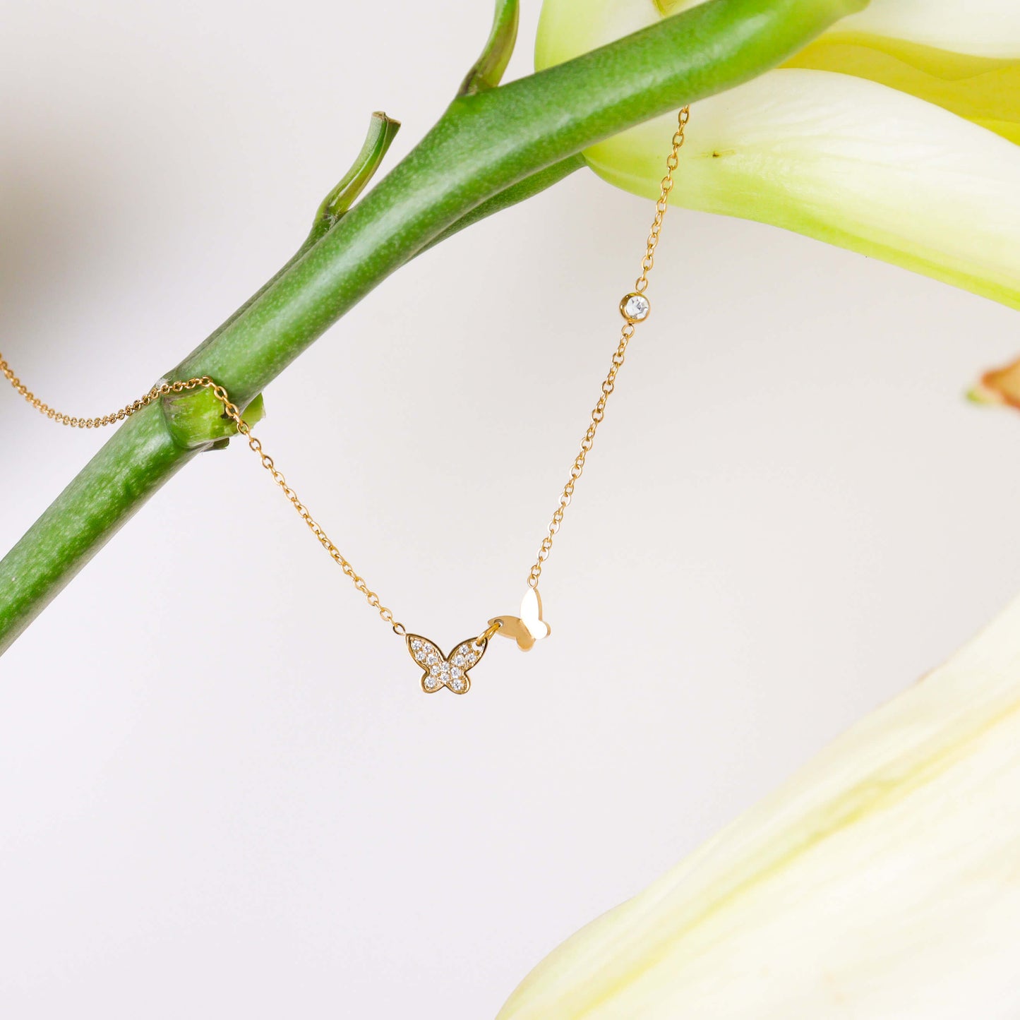 Cubic Butterfly Gold Necklace