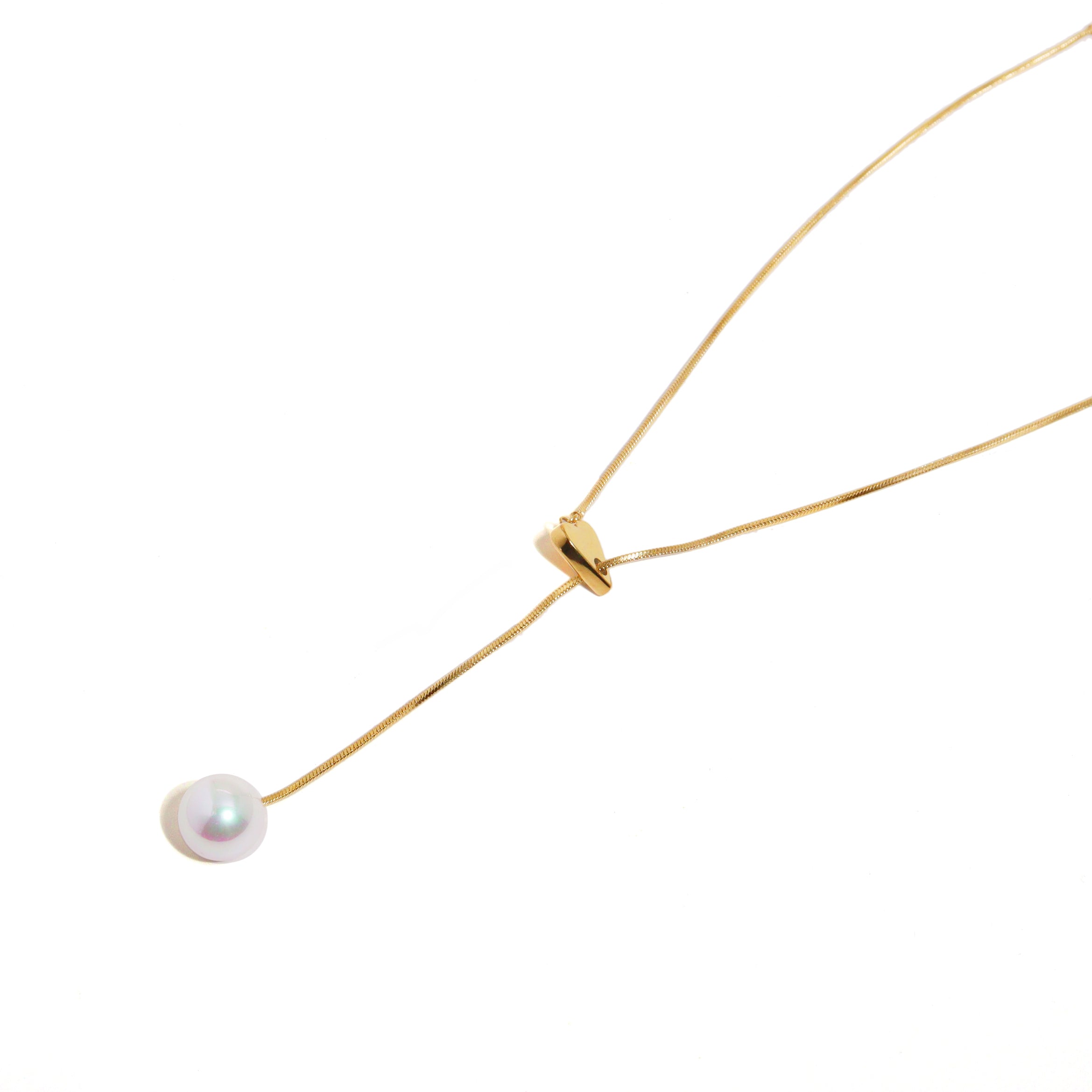 Enly Pearl Long Gold Necklace