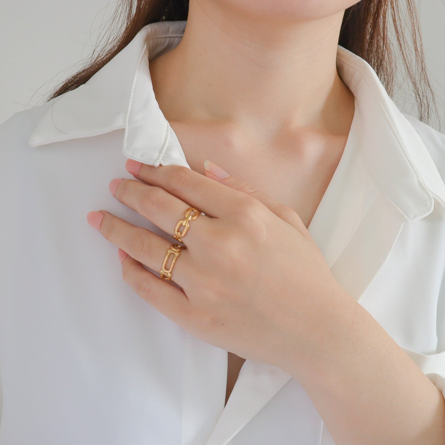 U-Chain Linked Gold Rings