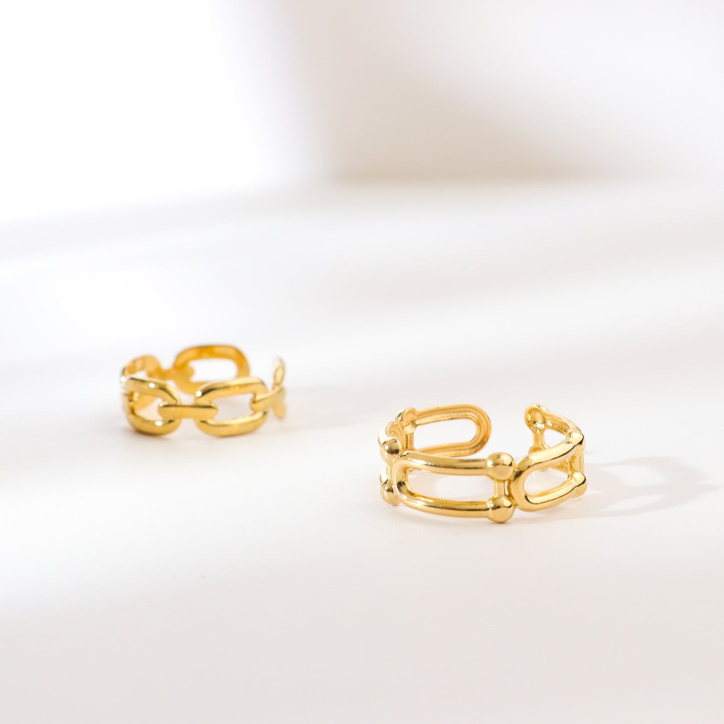 U-Chain Linked Gold Rings