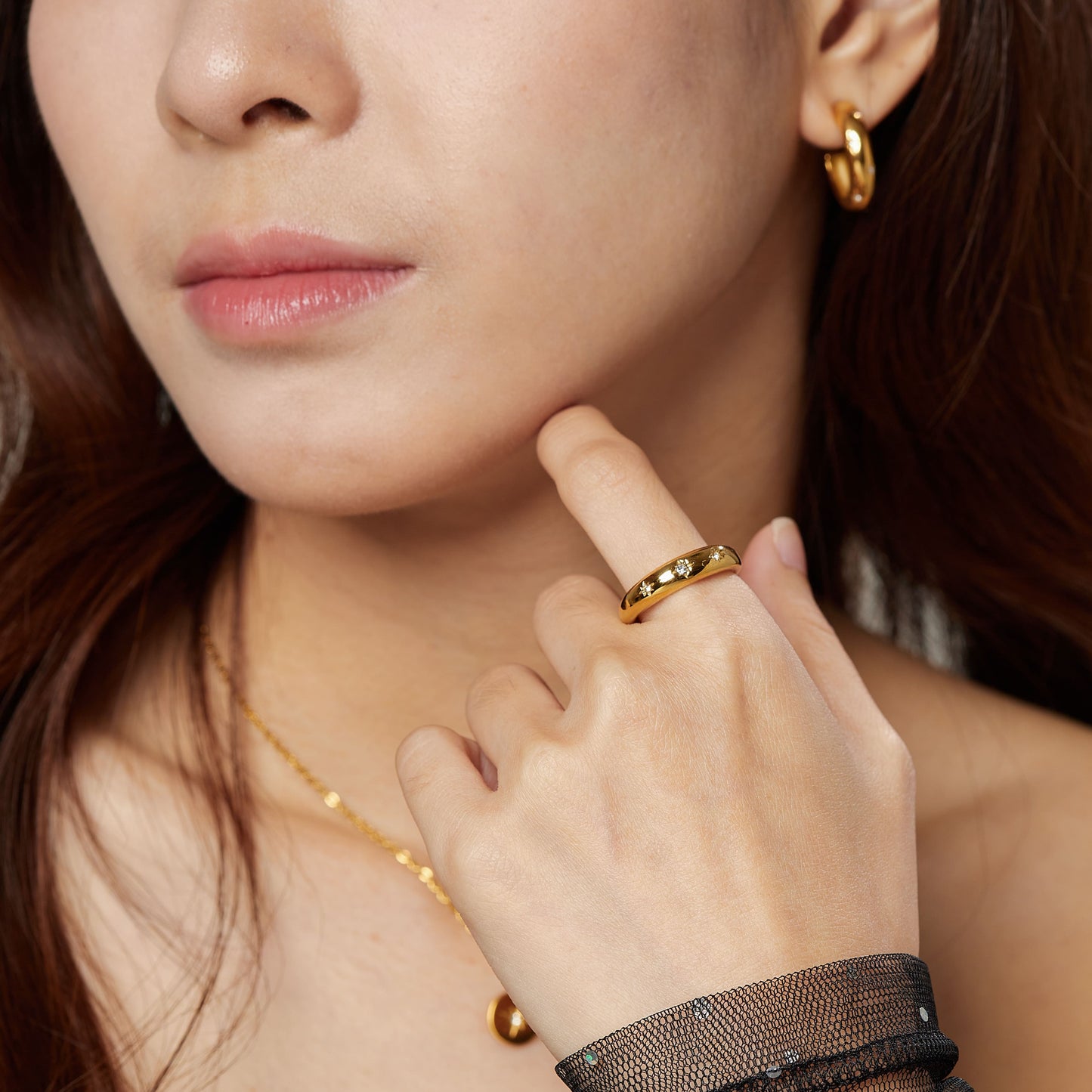 Stellar Starburst Gold Ring