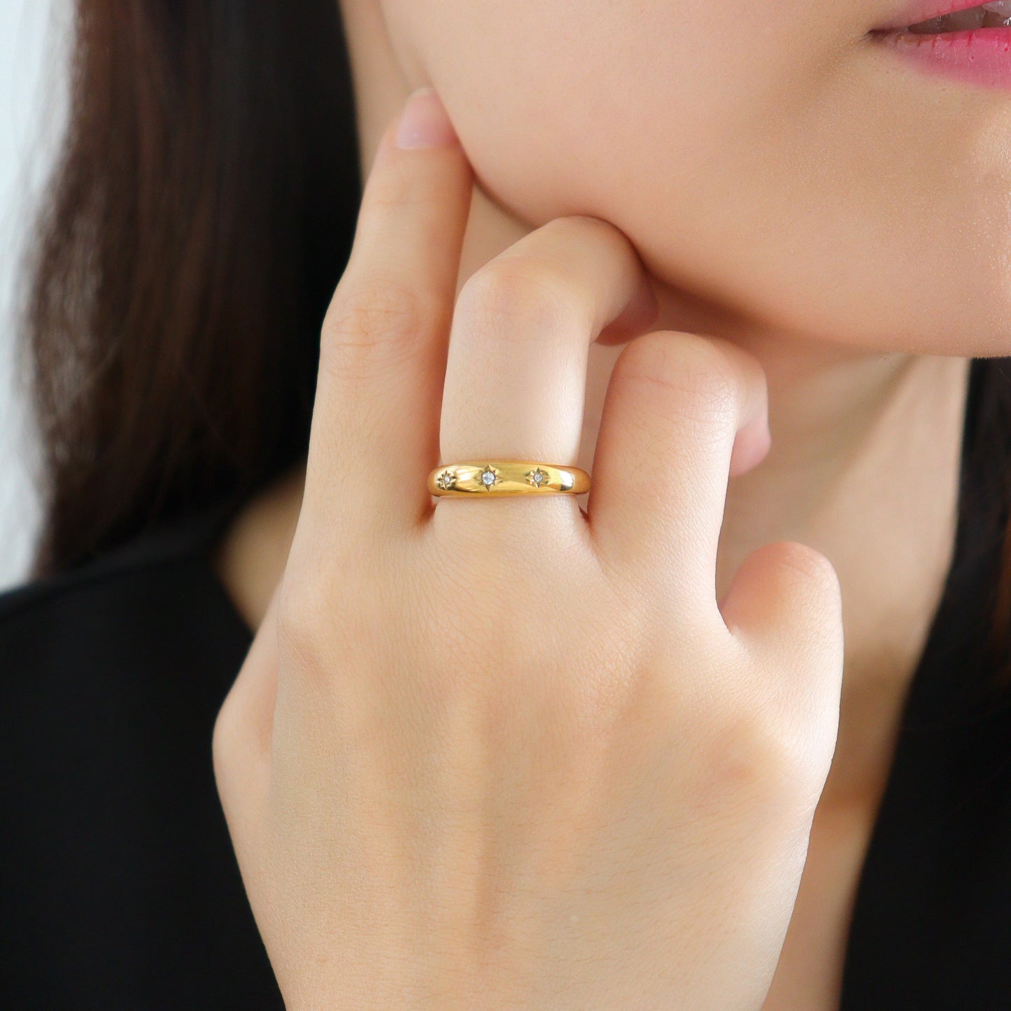 Stellar Starburst Gold Ring