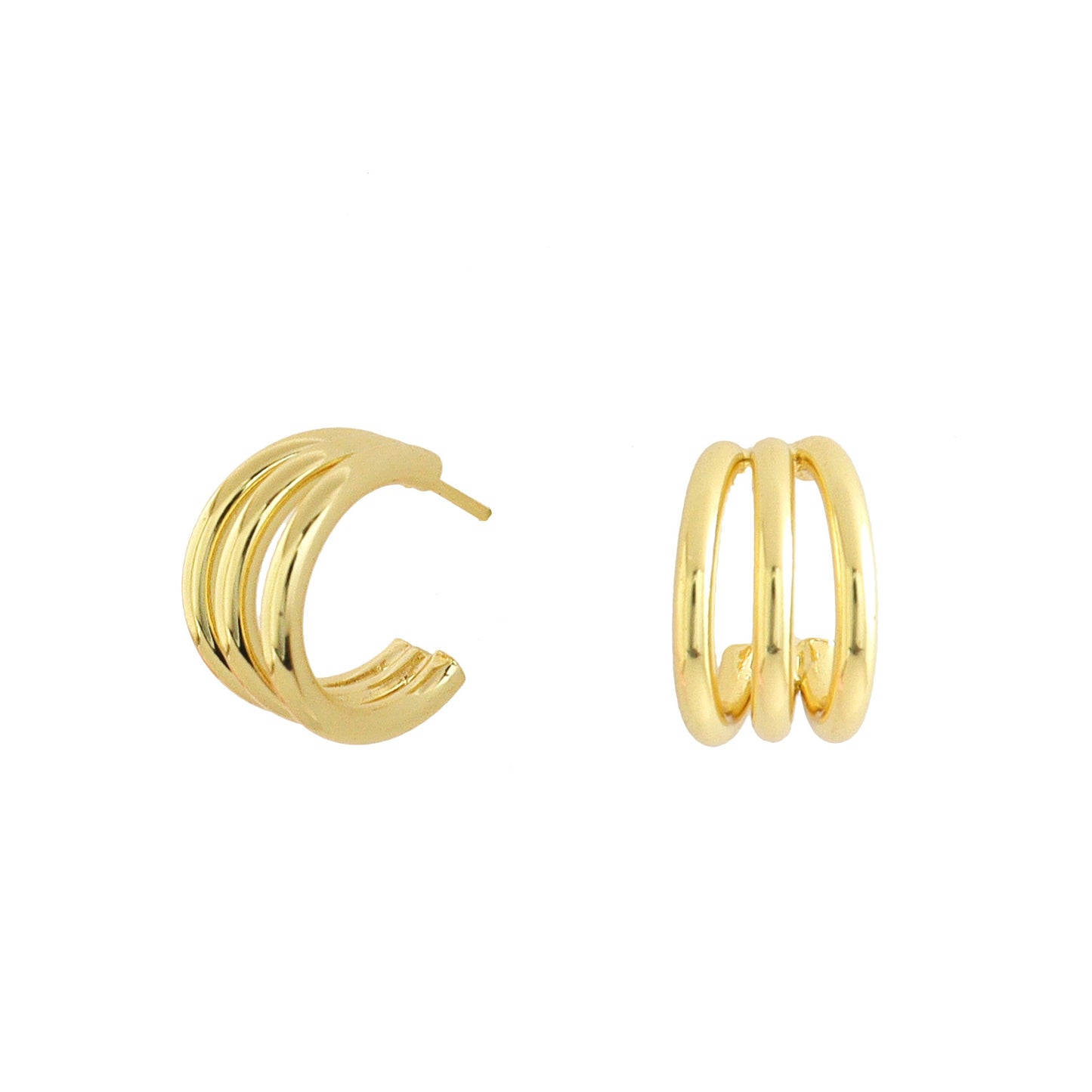 Tri-Hoop Gold Earrings