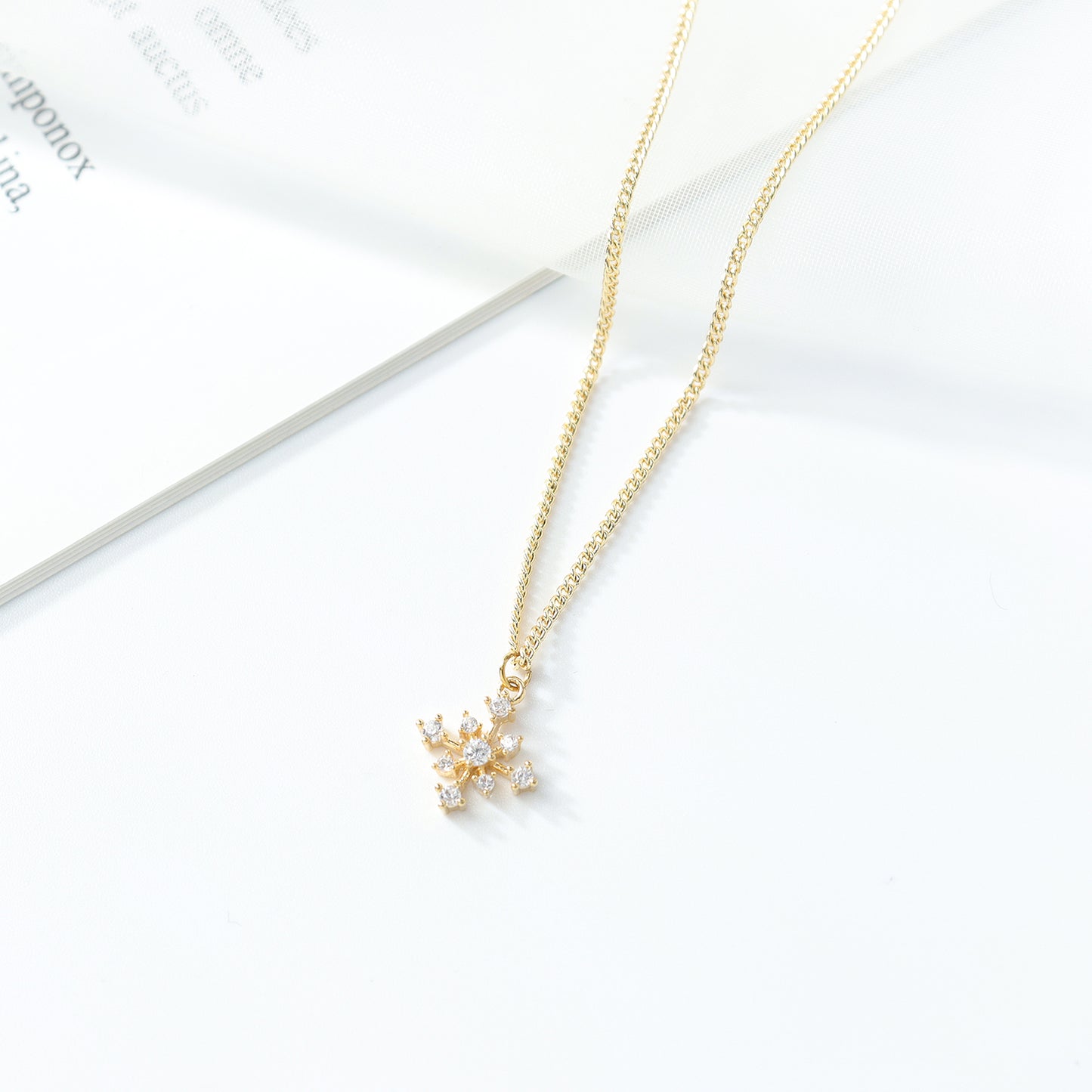Snow Flake Gold Necklace