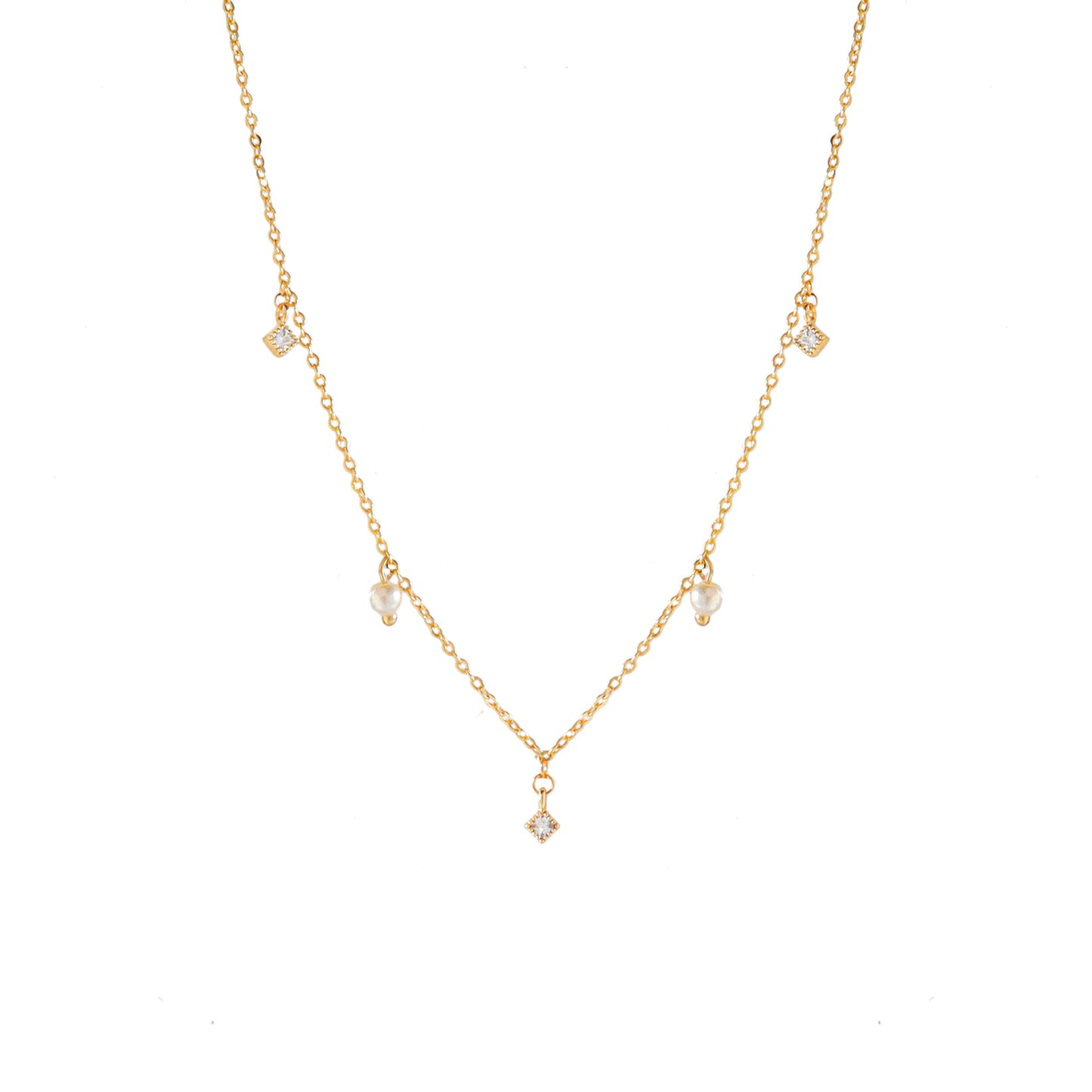 Cubic Pearl Gold Choker Necklace