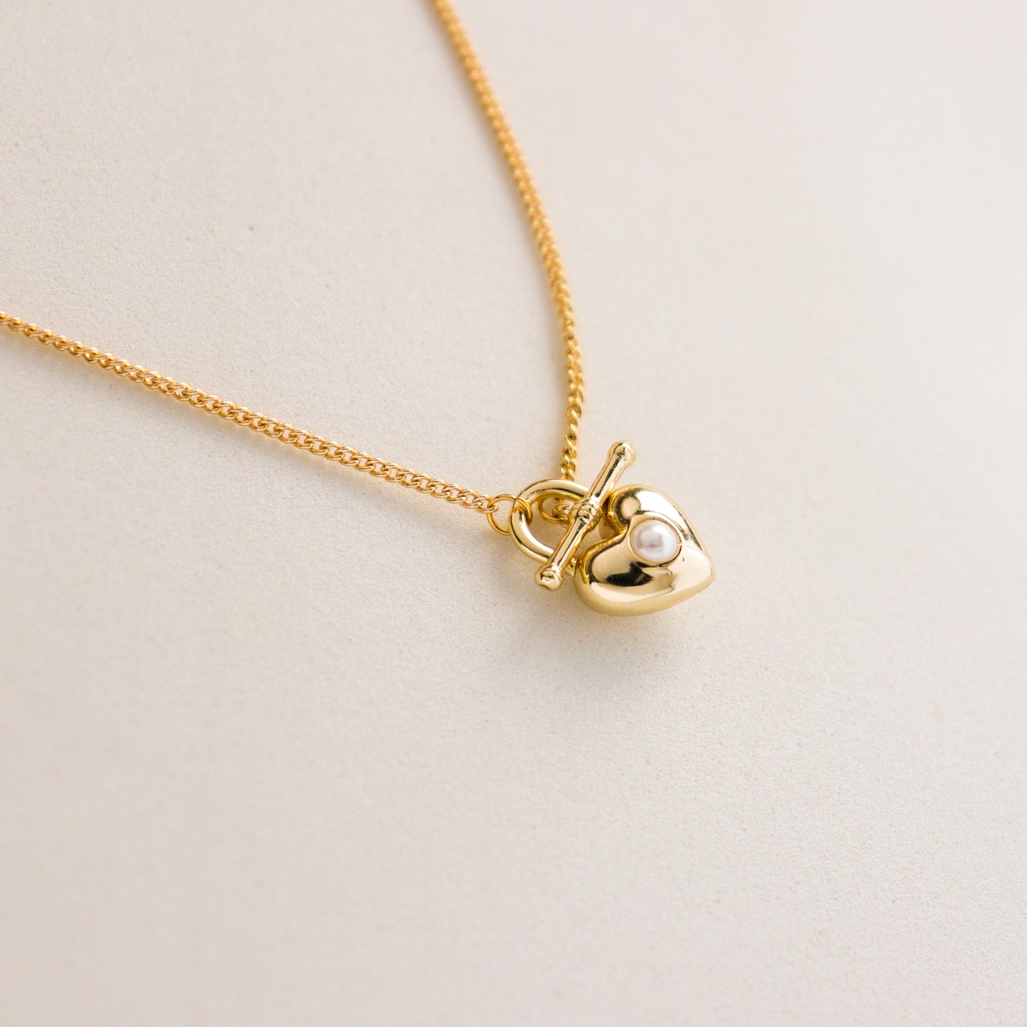 OT Toggle Hearty Pearl Necklace