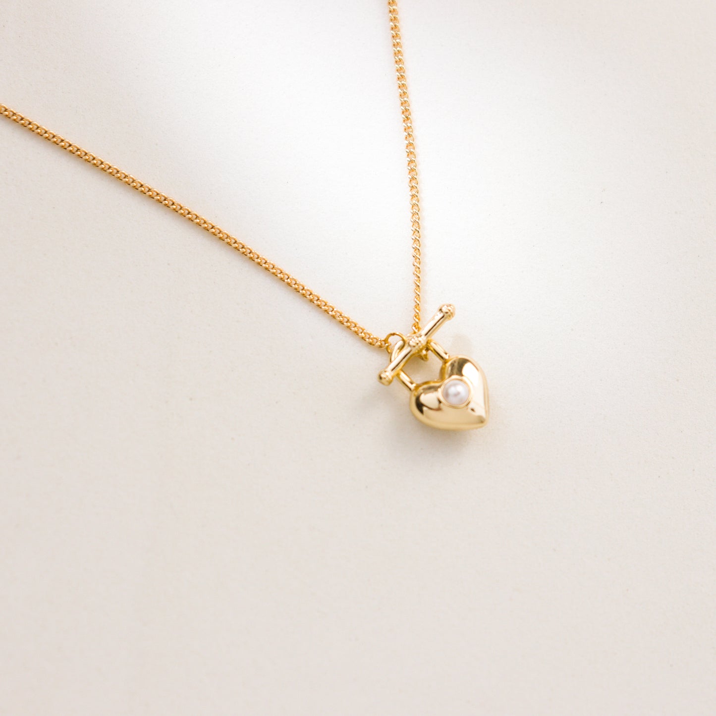 OT Toggle Hearty Pearl Necklace