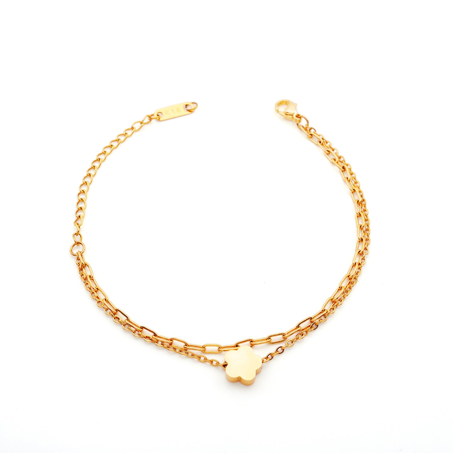 Tiny Bloom Double Chain Bracelet