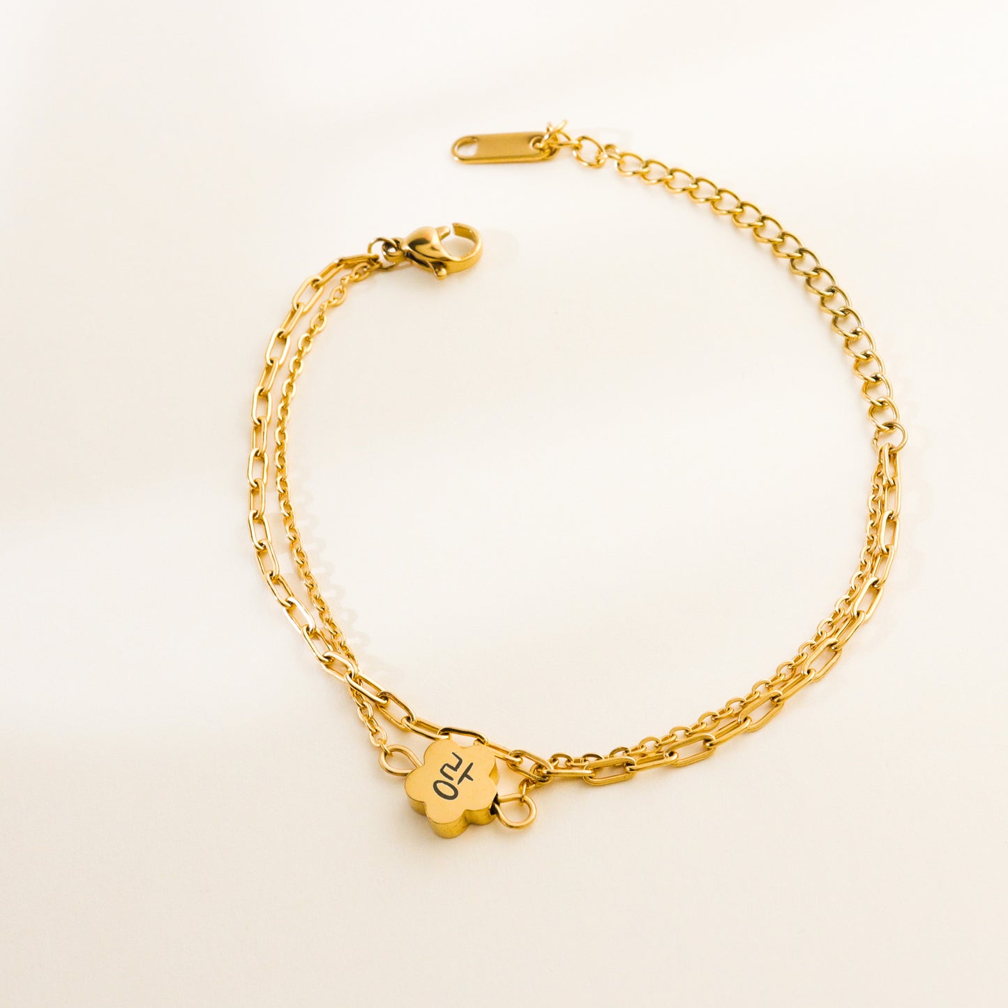 Tiny Bloom Double Chain Bracelet