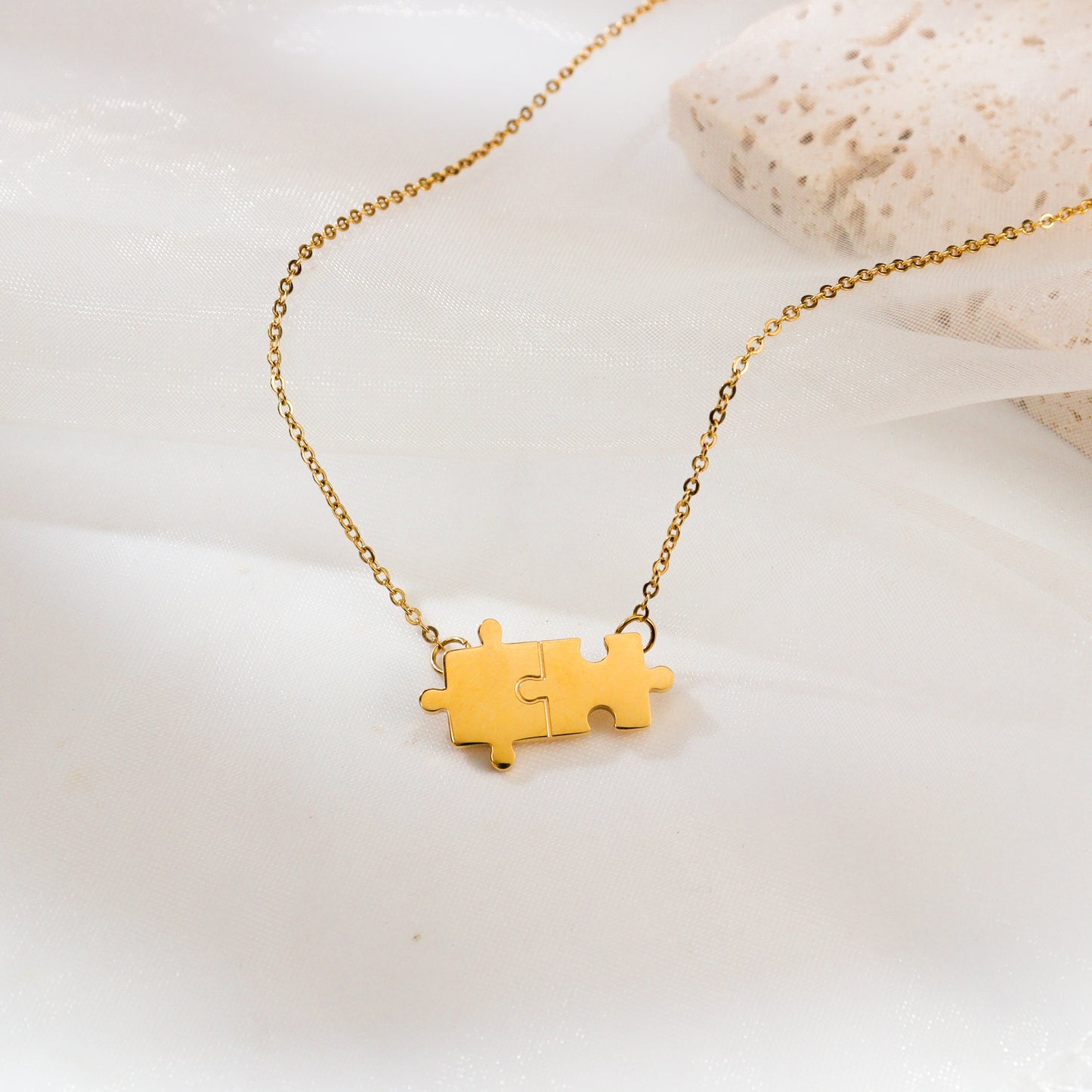 Puzzle Affection Gold Titanium Necklace