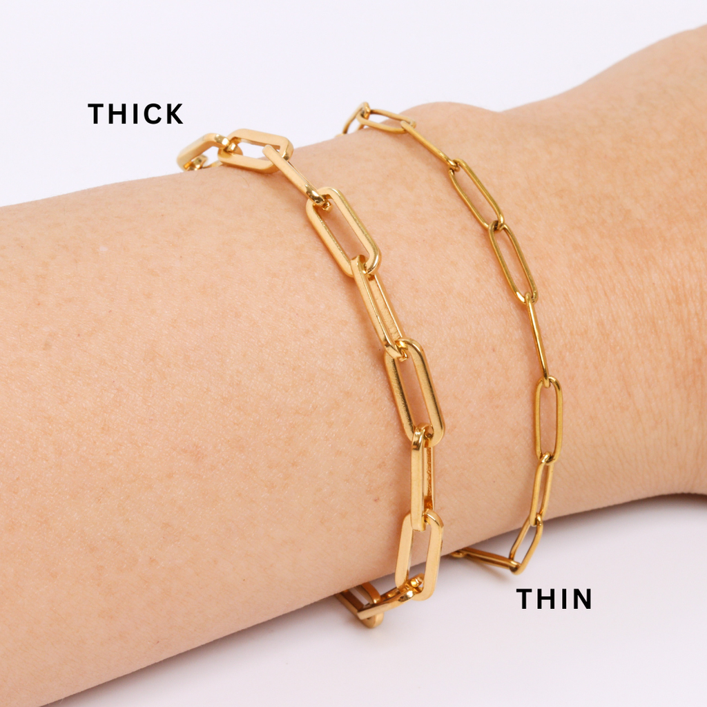 Thick Paper Clip Gold Chain Bracelet