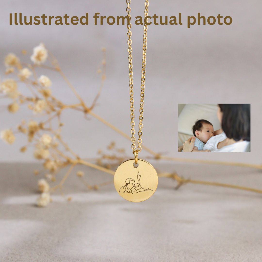 Personalized Portrait Illustration Engraved Necklace