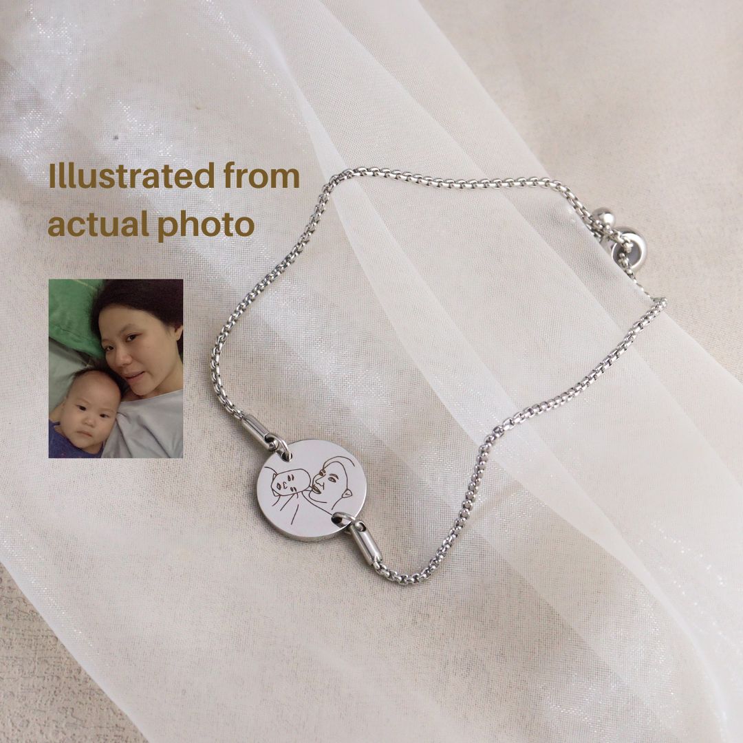 Personalized Portrait Illustration Engraved Bracelet