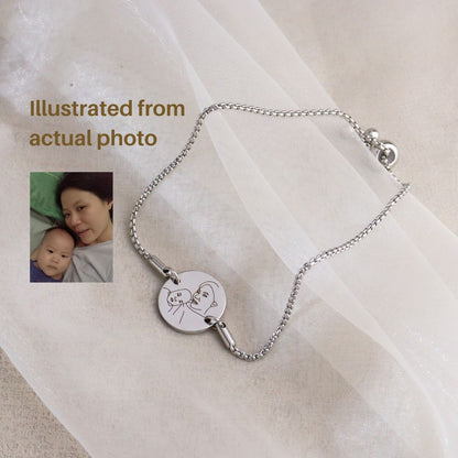 Personalized Portrait Illustration Engraved Bracelet