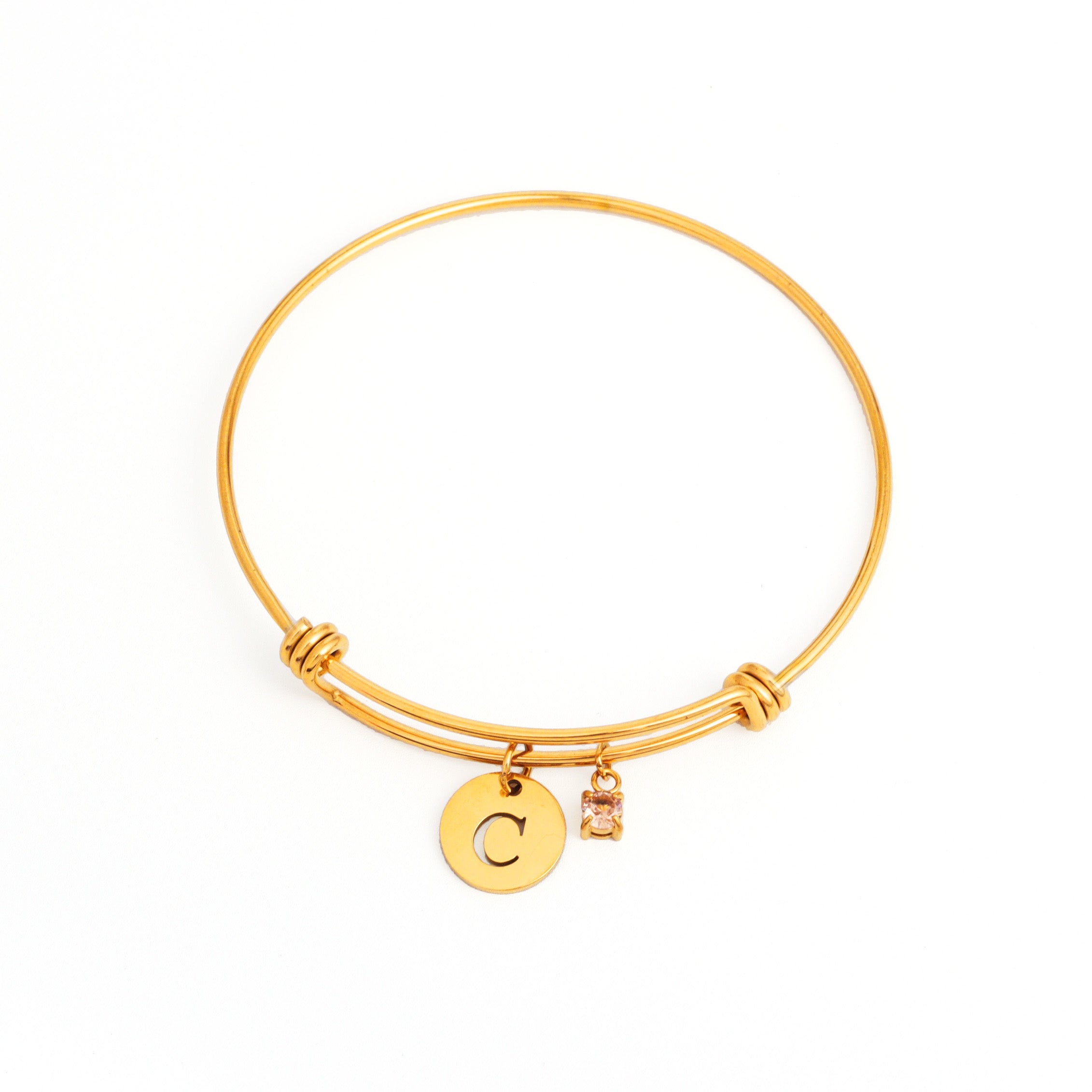 Personalised Birthstone & Initial Bangle