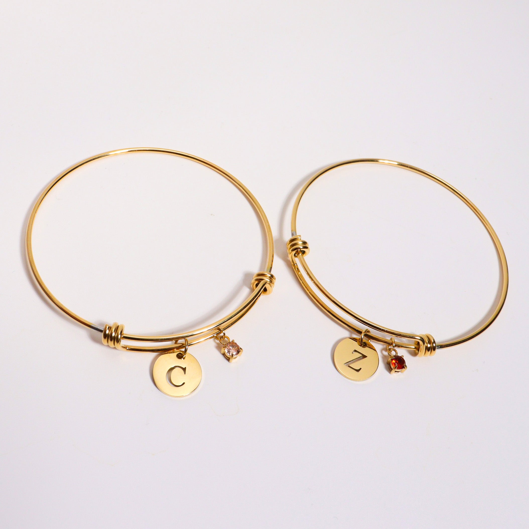 Personalised Birthstone & Initial Bangle
