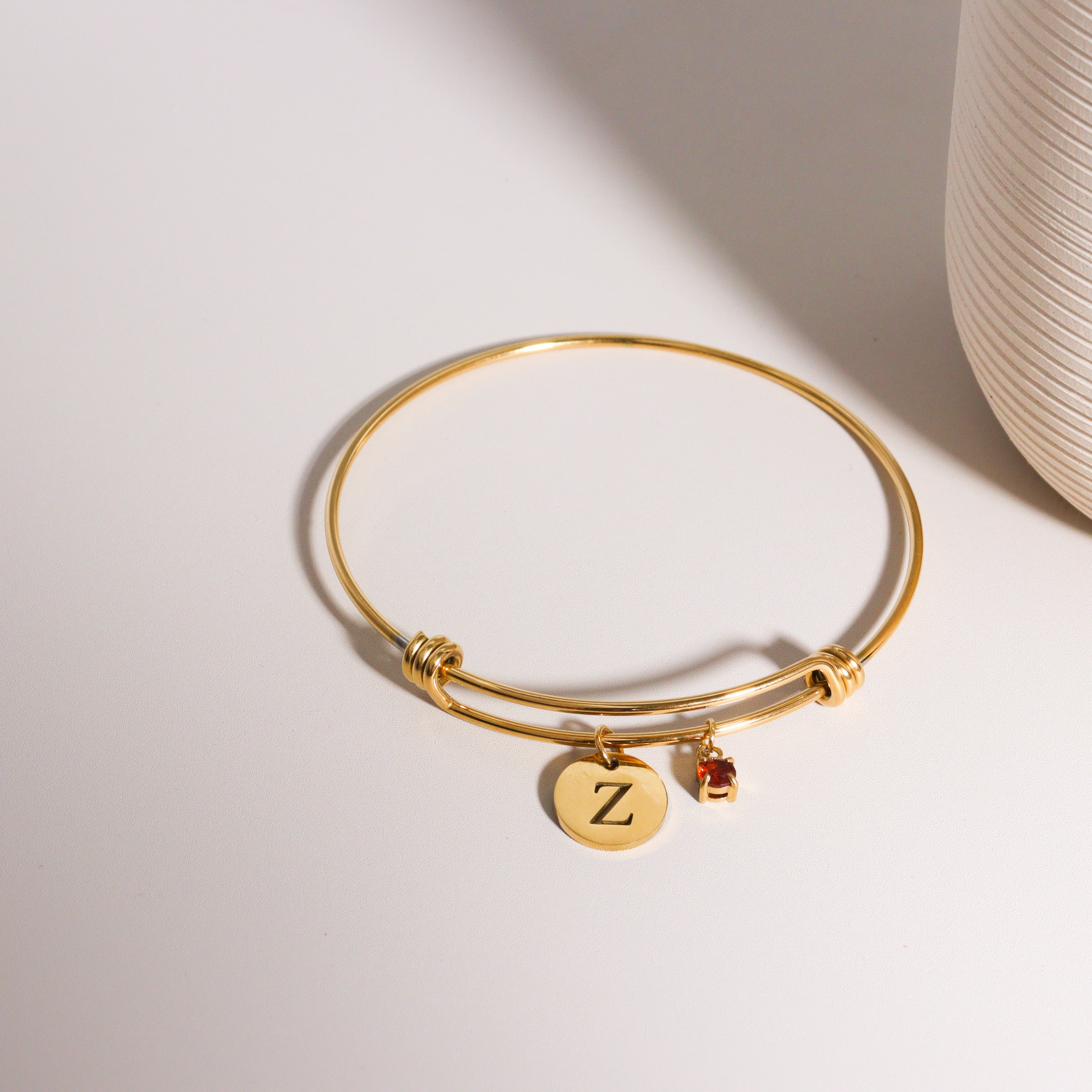 Personalised Birthstone & Initial Bangle