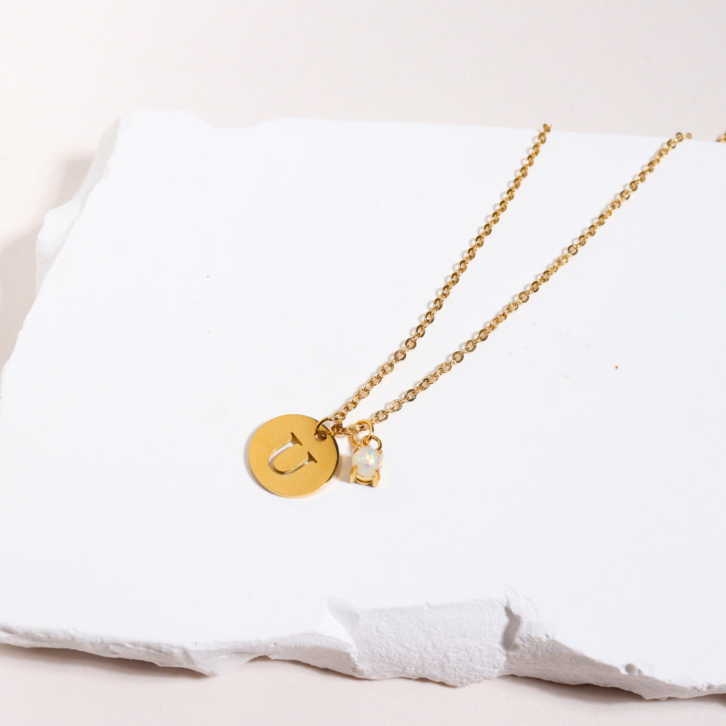 Personalised Birthstone and Initial Necklace