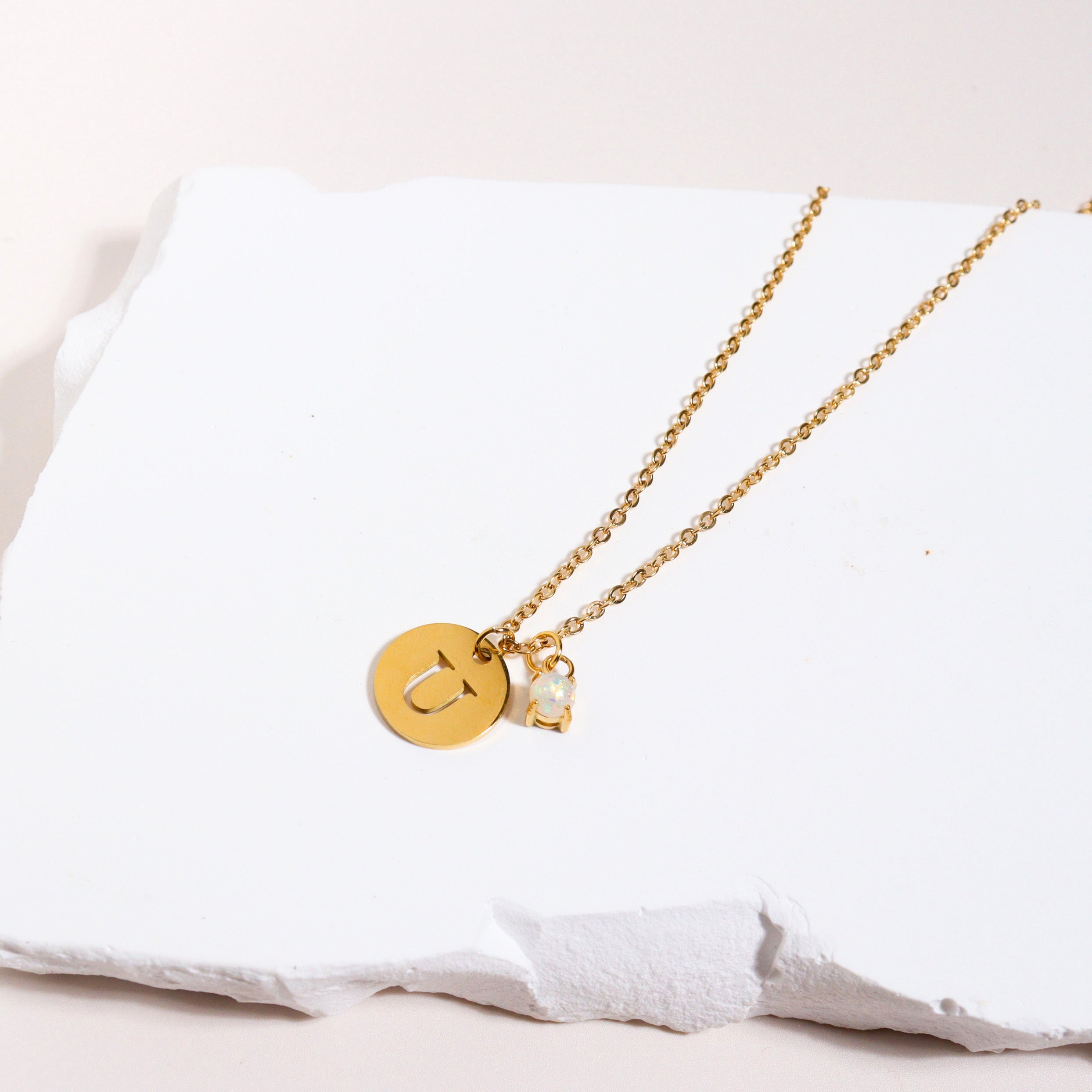 Personalised Birthstone and Initial Necklace