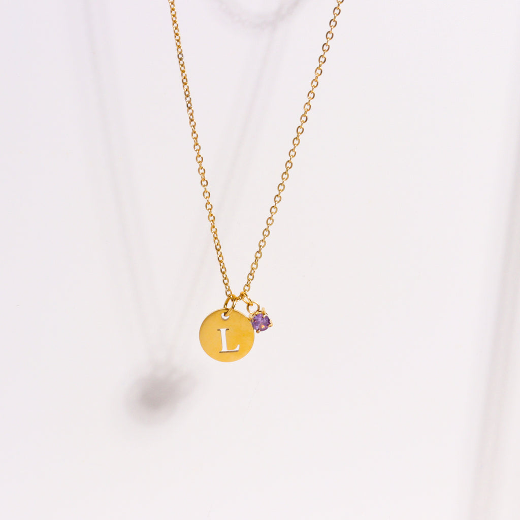 Personalised Birthstone and Initial Necklace