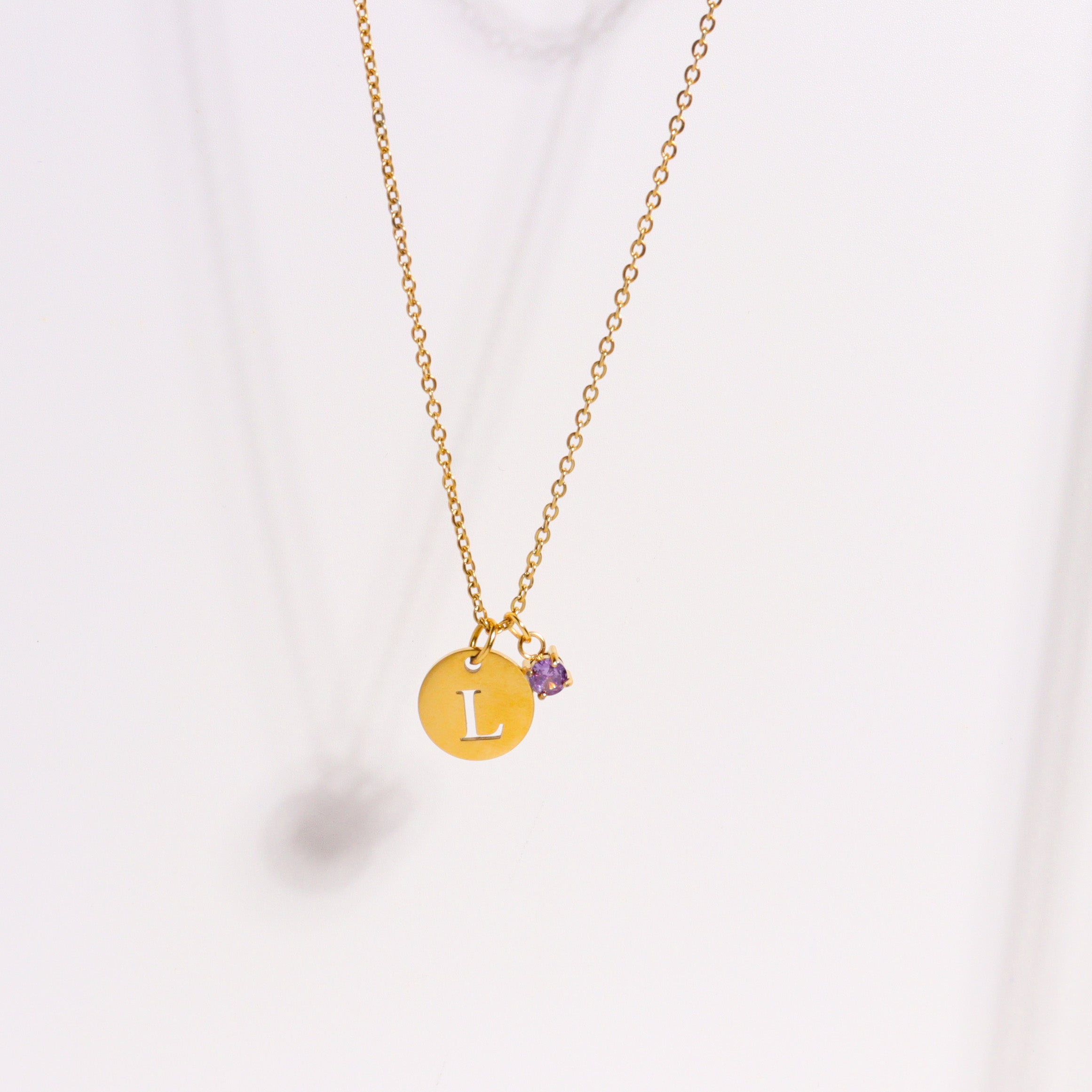 Personalised Birthstone and Initial Necklace