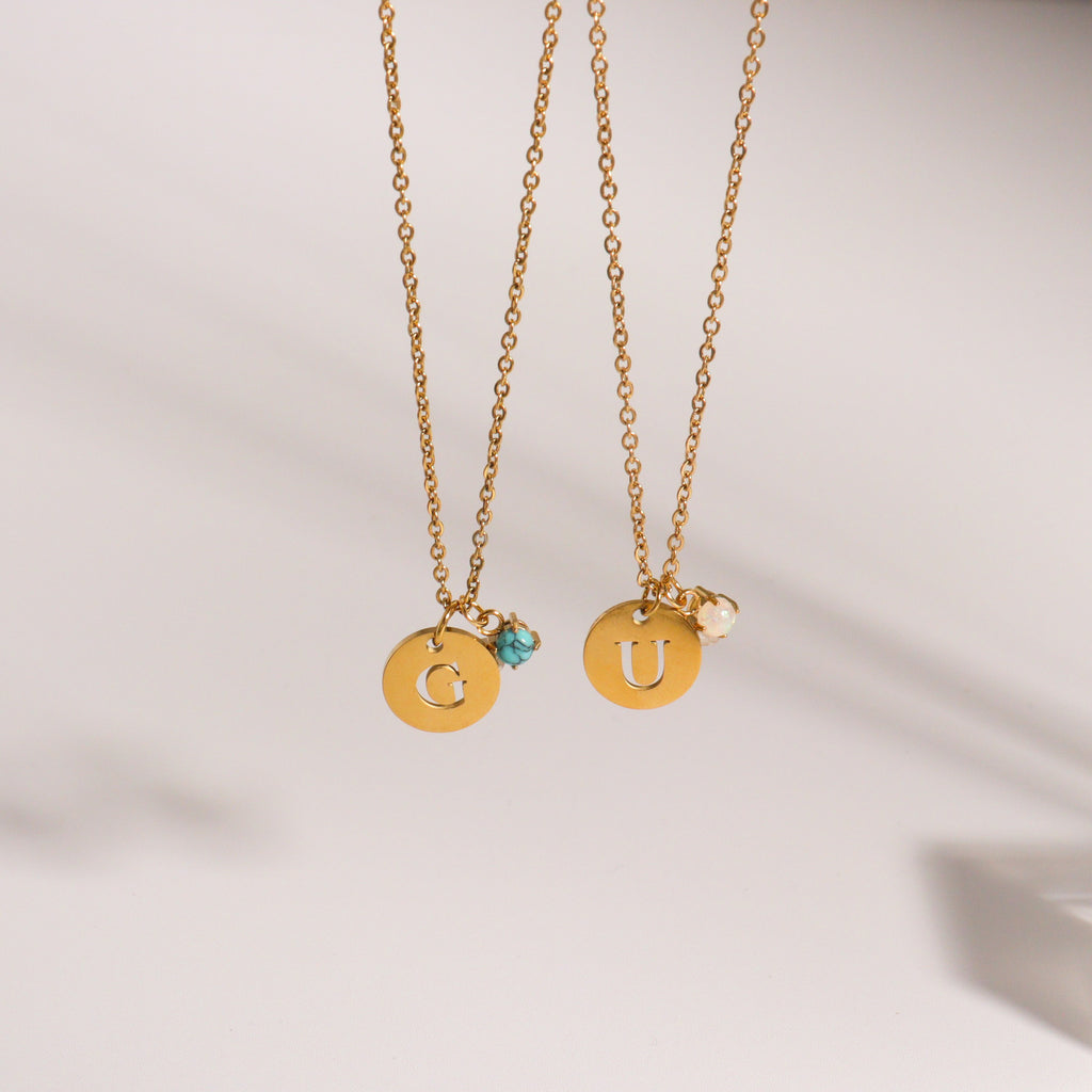 Personalised Birthstone and Initial Necklace