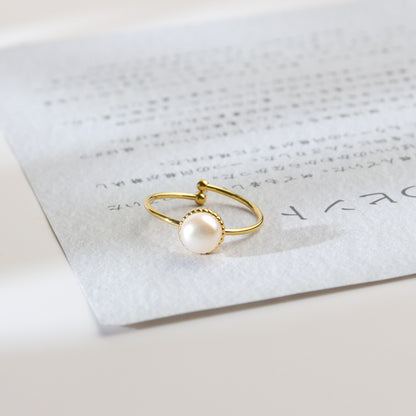 Dainty Pearl Gold Ring