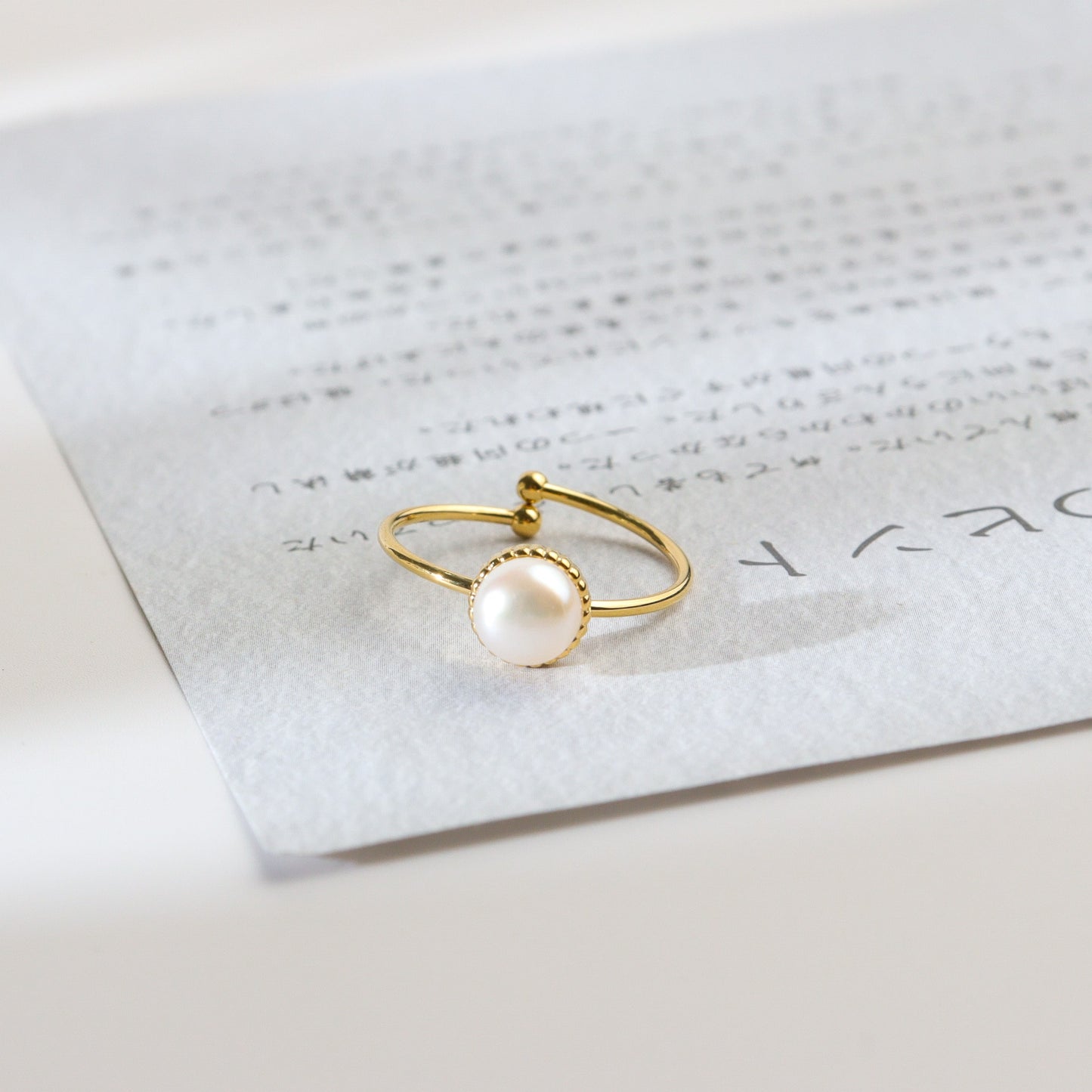 Dainty Pearl Gold Ring