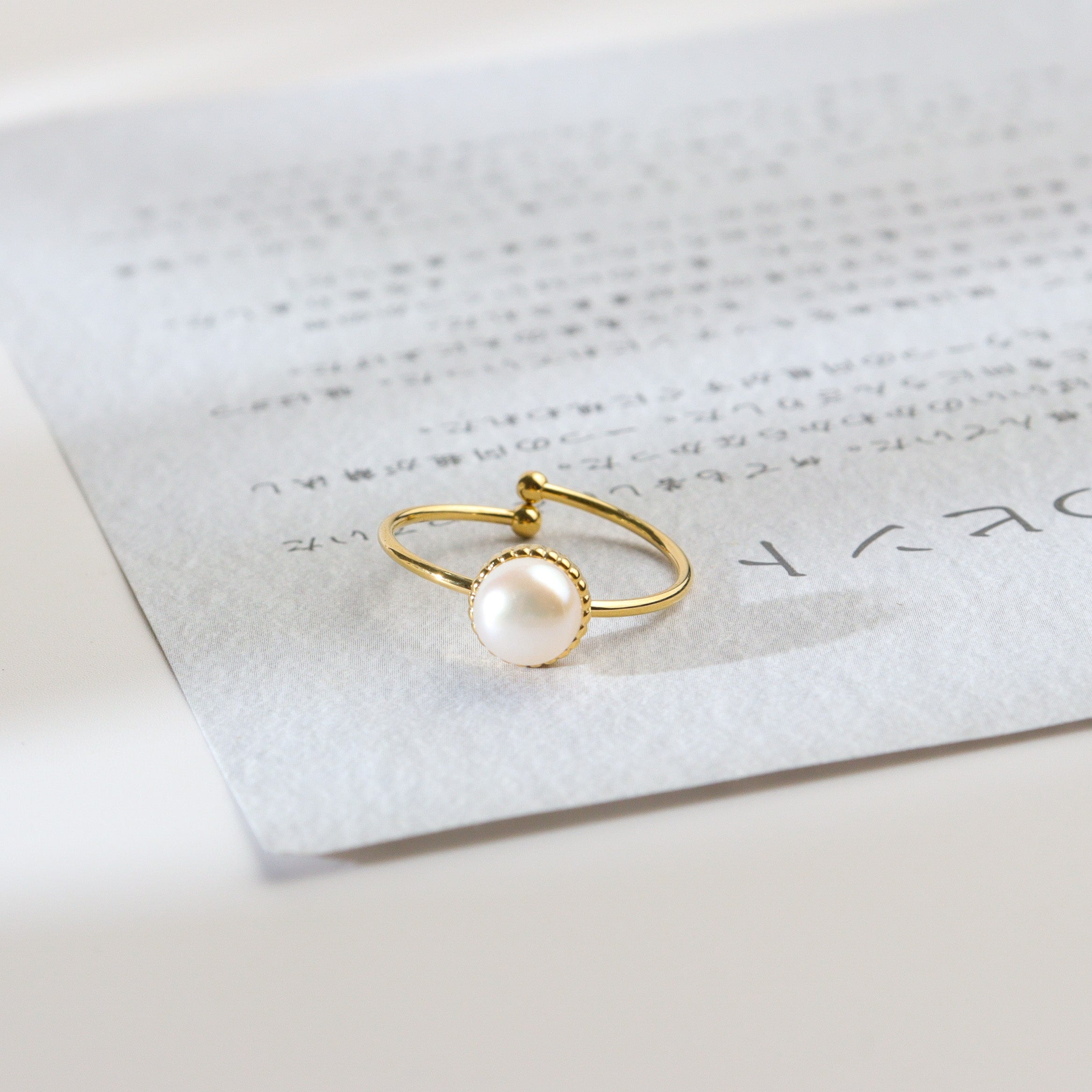 Dainty Pearl Gold Ring