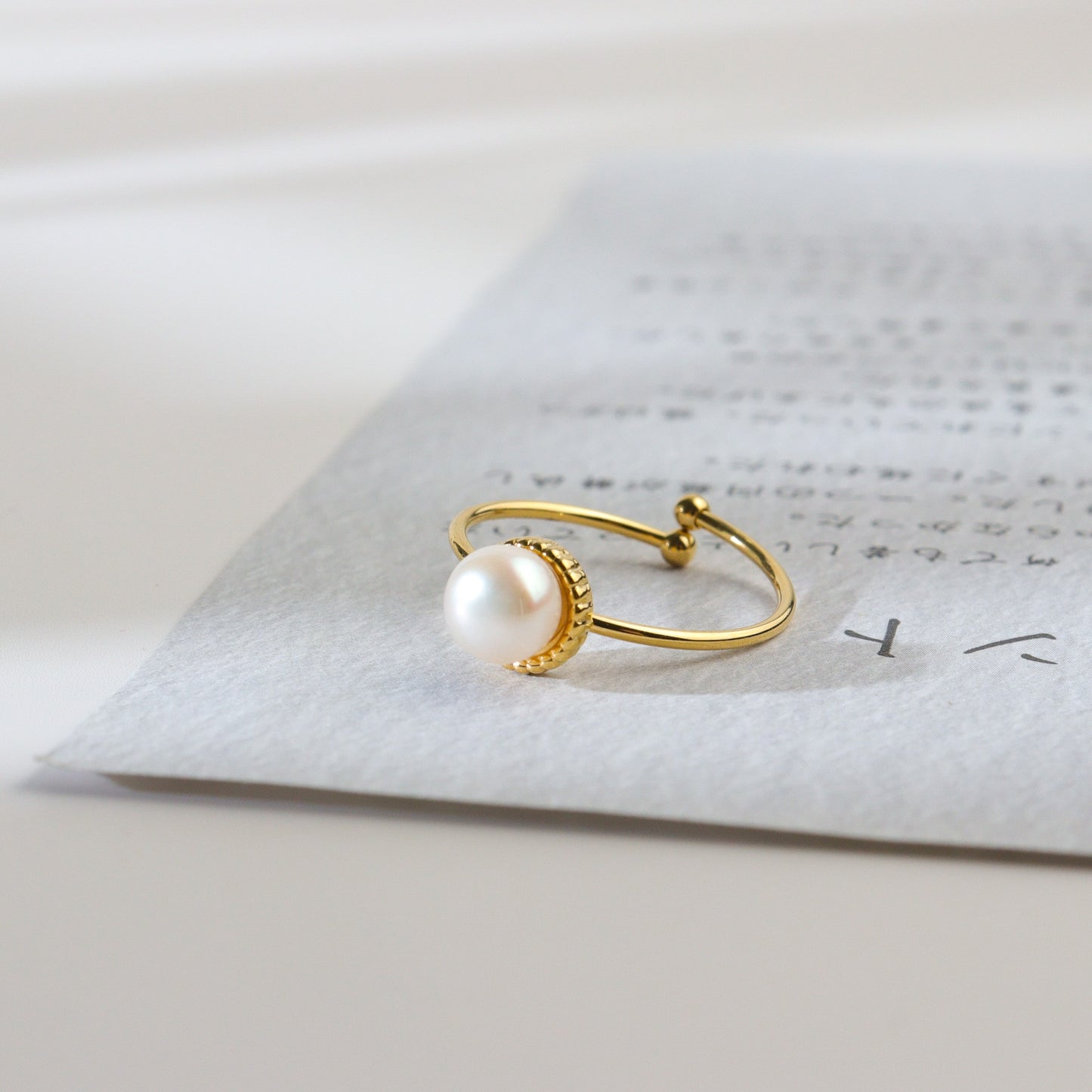 Dainty Pearl Gold Ring
