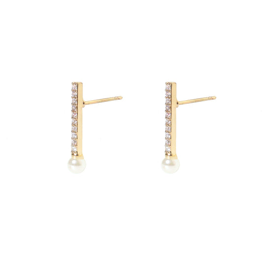 Drop Pearl Cubic Earrings
